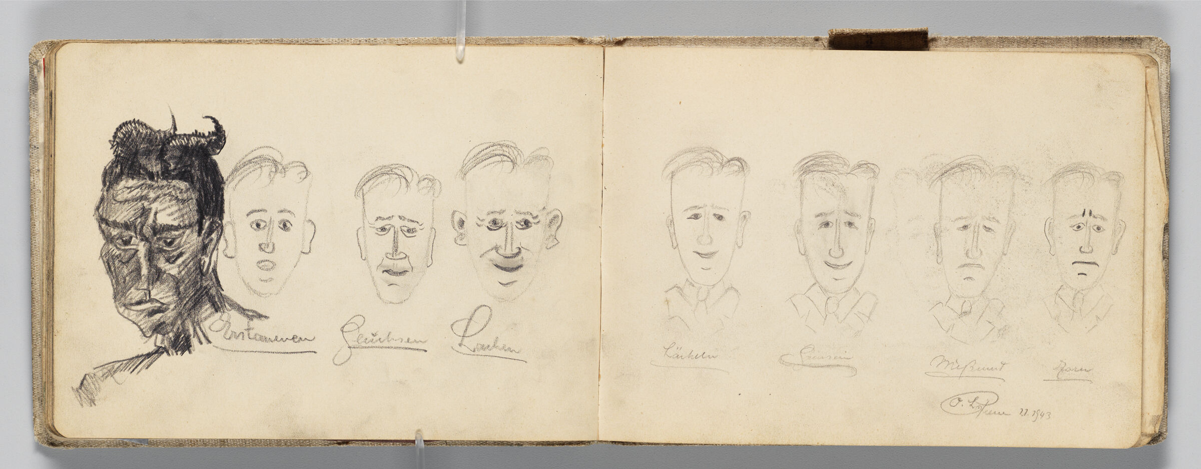 Untitled (Sketches Of Facial Expressions, Two-Page Spread)