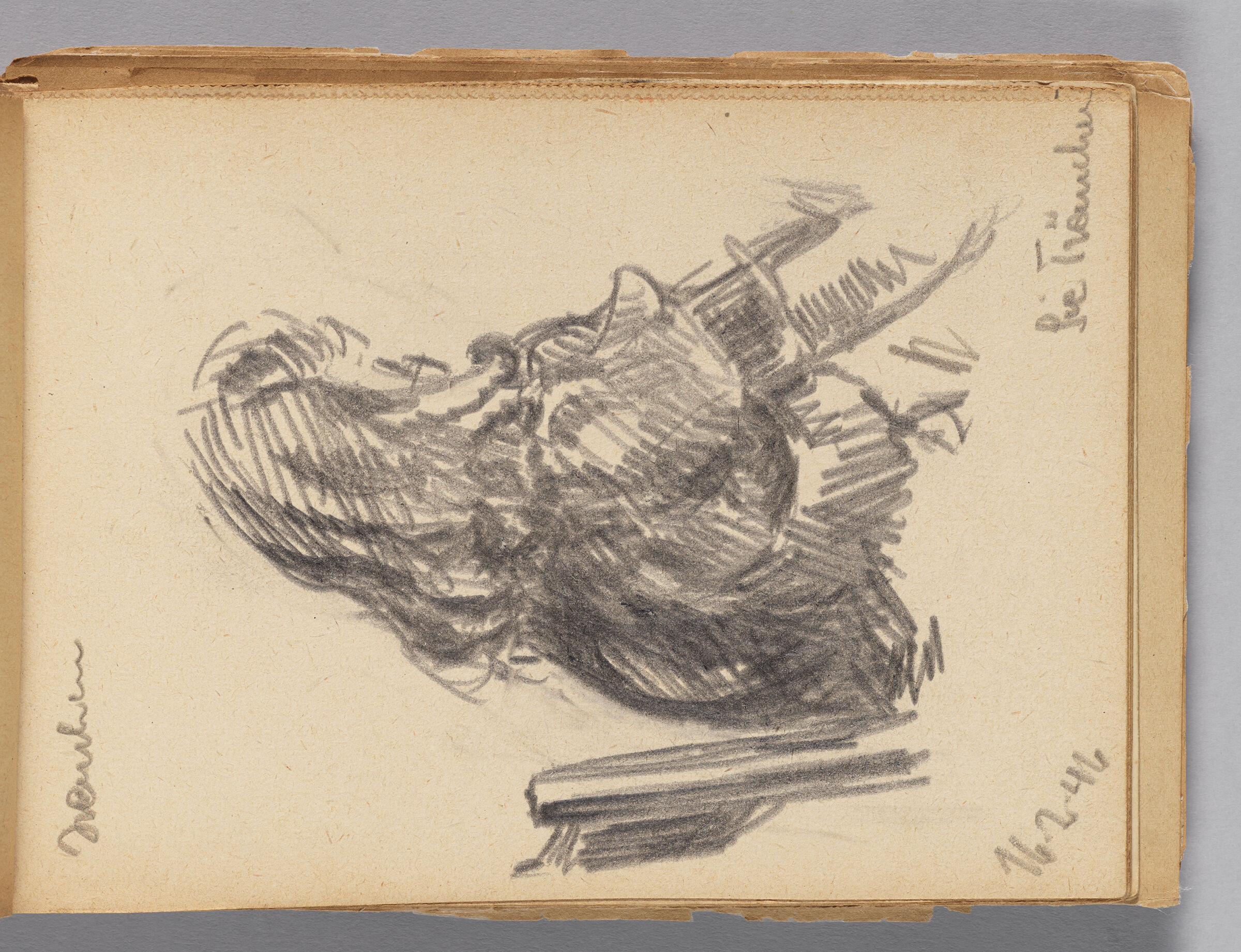 Untitled (Blank, Left Page); Untitled (Sketch Of Seated Figure, Right Page)