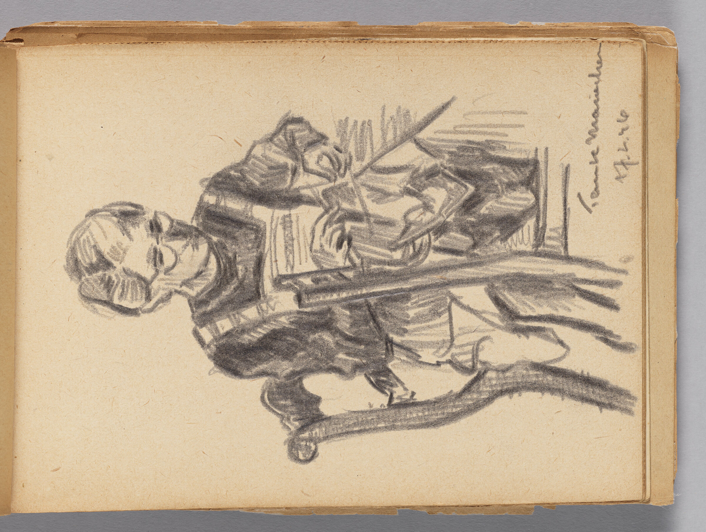 Untitled (Blank, Left Page); Untitled (Sketch Of Seated Figure [Artist's Aunt], Right Page)