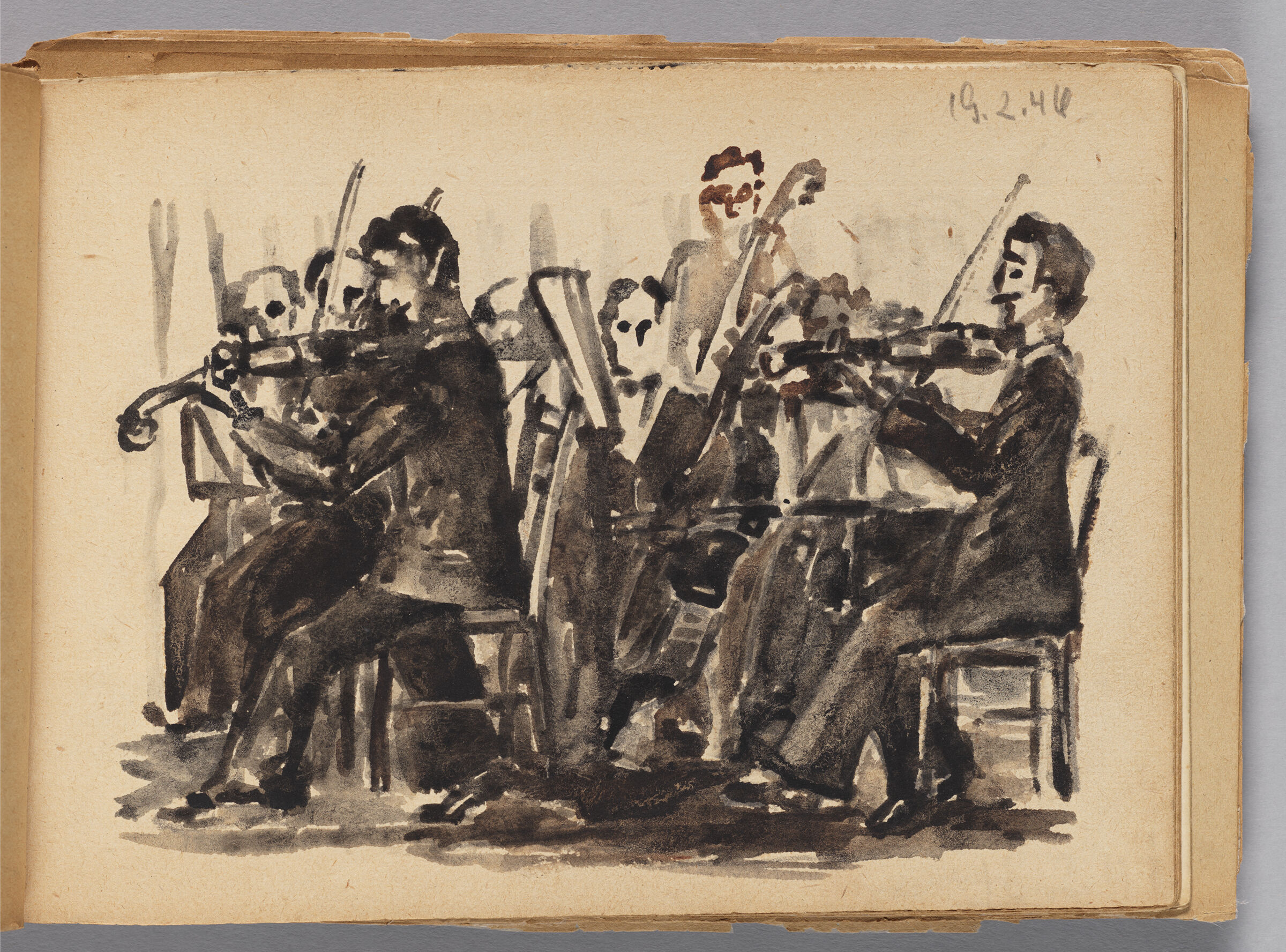 Untitled (Blank, Left Page); Untitled (String Section In Orchestra, Right Page)