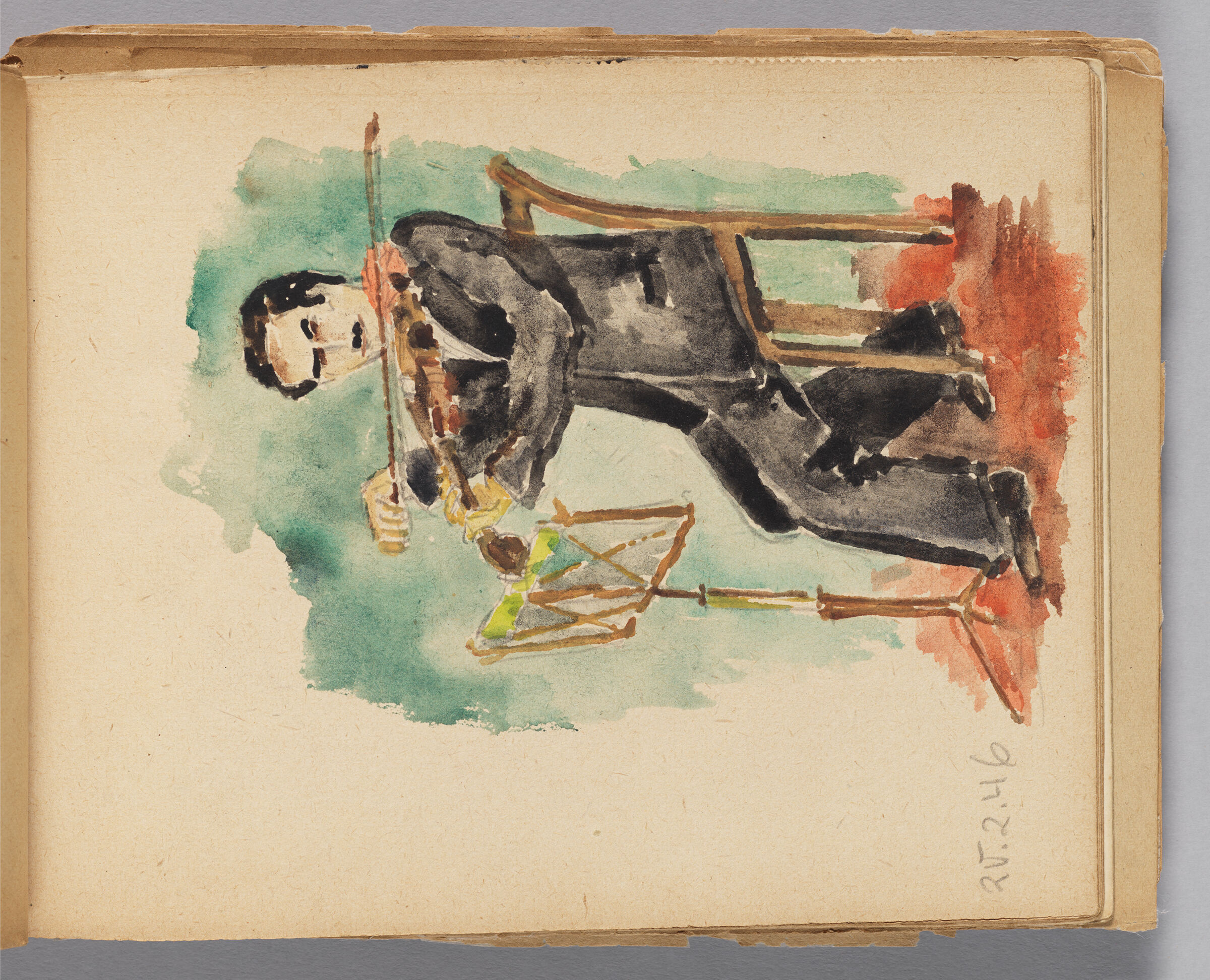 Untitled (Blank, Left Page); Untitled (Violinist, Right Page)