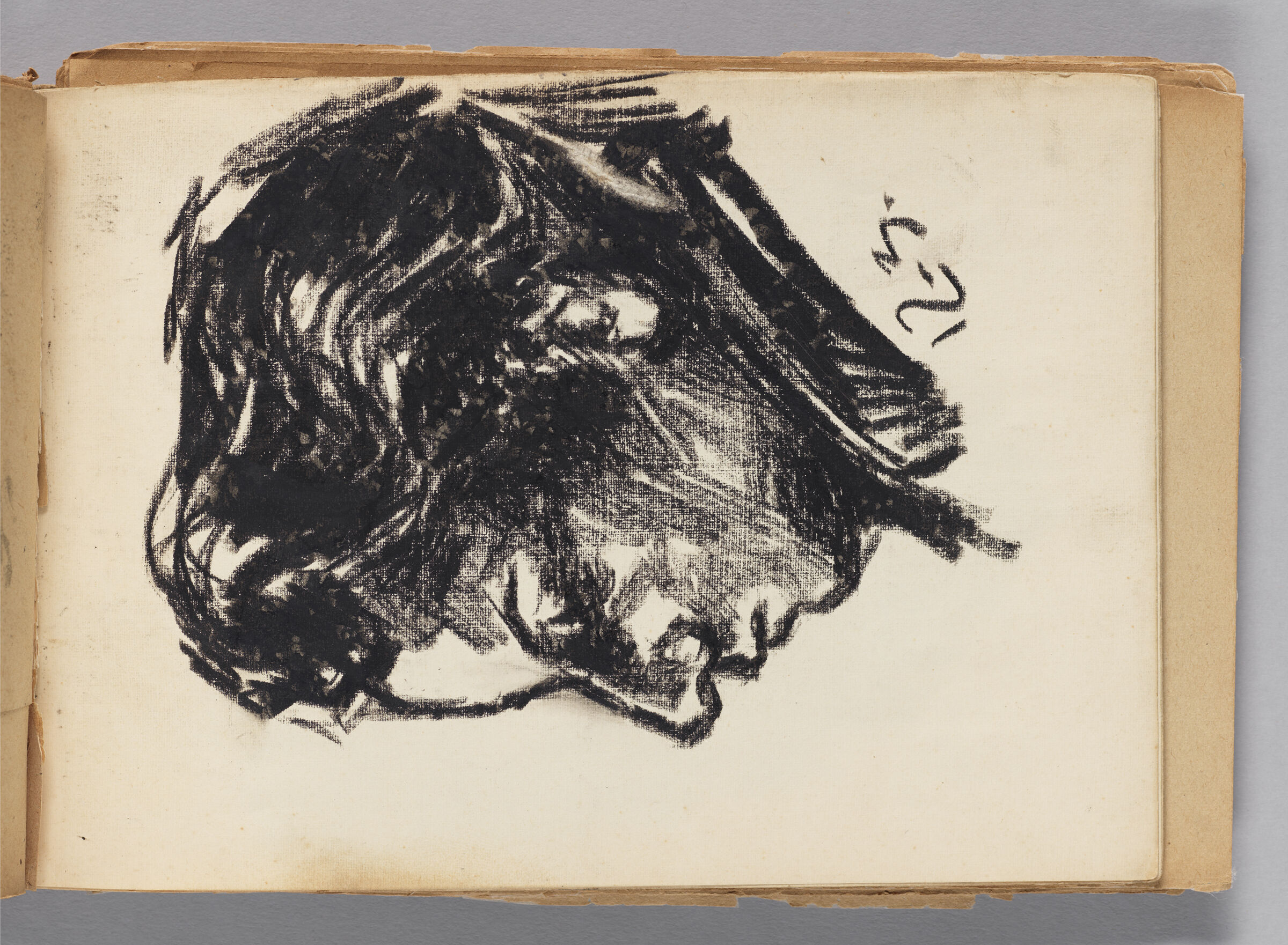 Untitled (Charcoal Transfer, Left Page); Untitled (Profile Portrait Of Male Figure, Right Page)