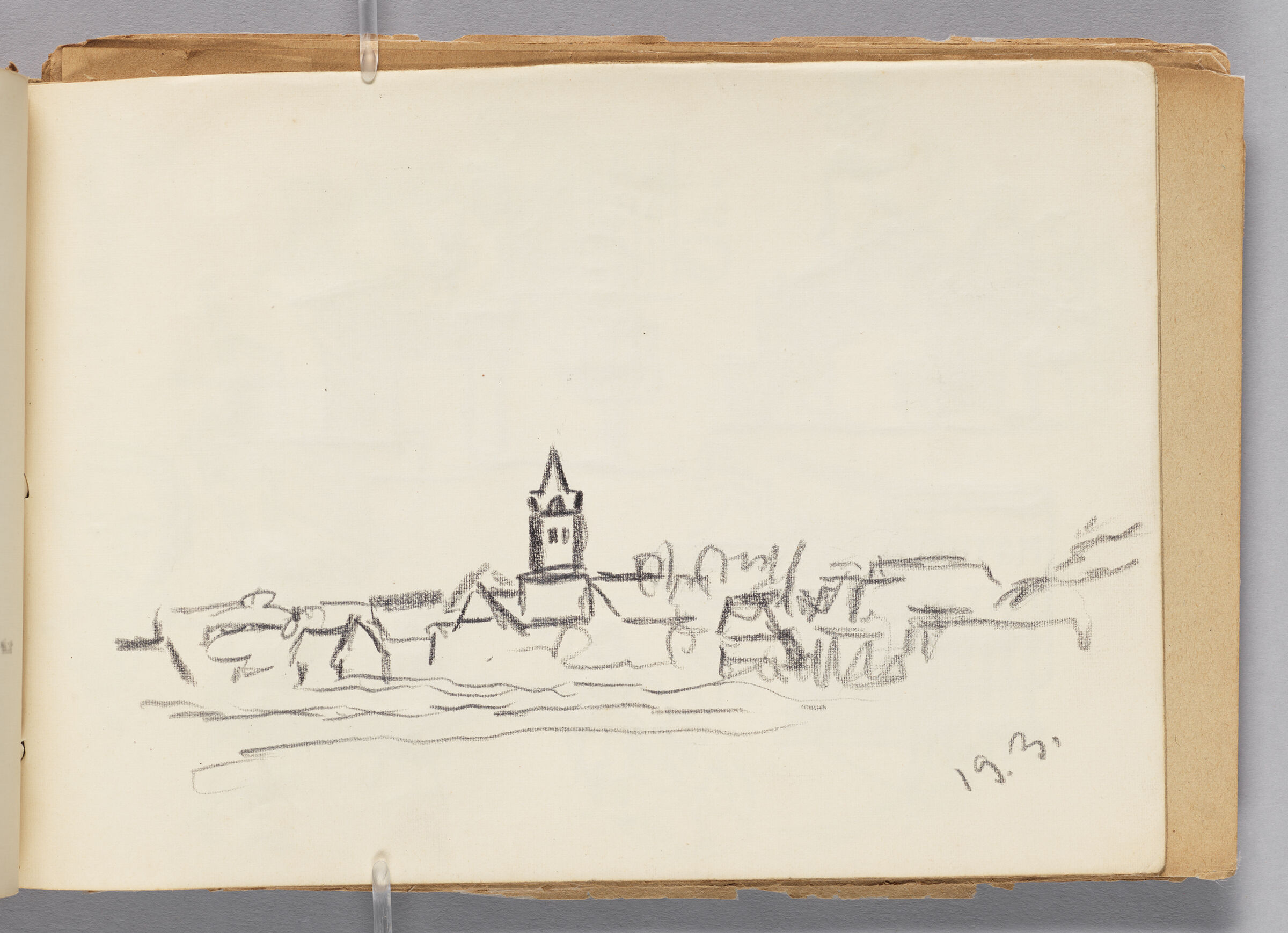 Untitled (Charcoal Transfer, Left Page); Untitled (Village Skyline, Right Page)