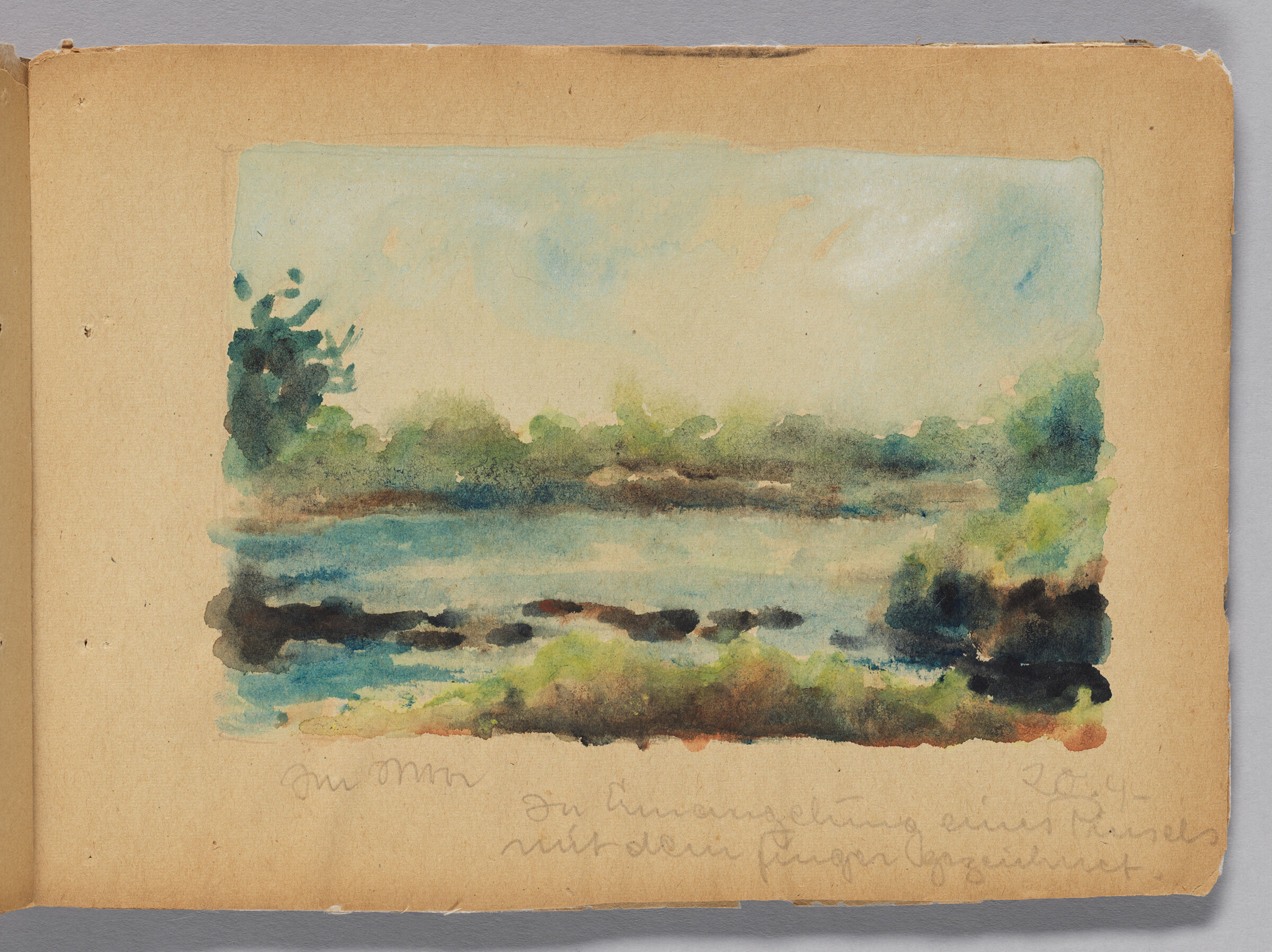 Untitled (Blank With Stray Marks, Left Page); Untitled (Landscape, Right Page)