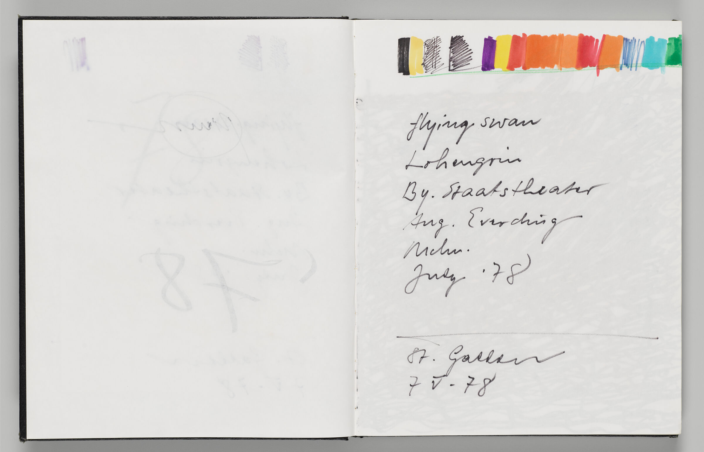 Untitled (Bleed-Through Of Previous Page, Left Page); Untitled (Notes And Marker Test, Right Page)