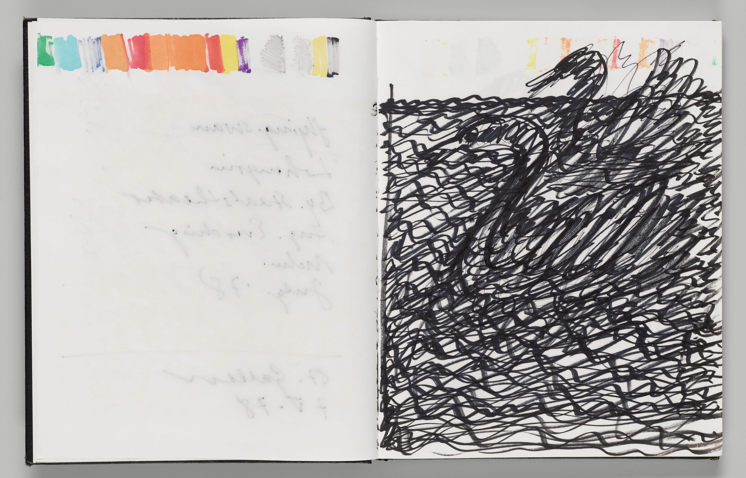 Untitled (Bleed-Through Of Previous Page, Left Page); Untitled (Black Swan, Right Page)