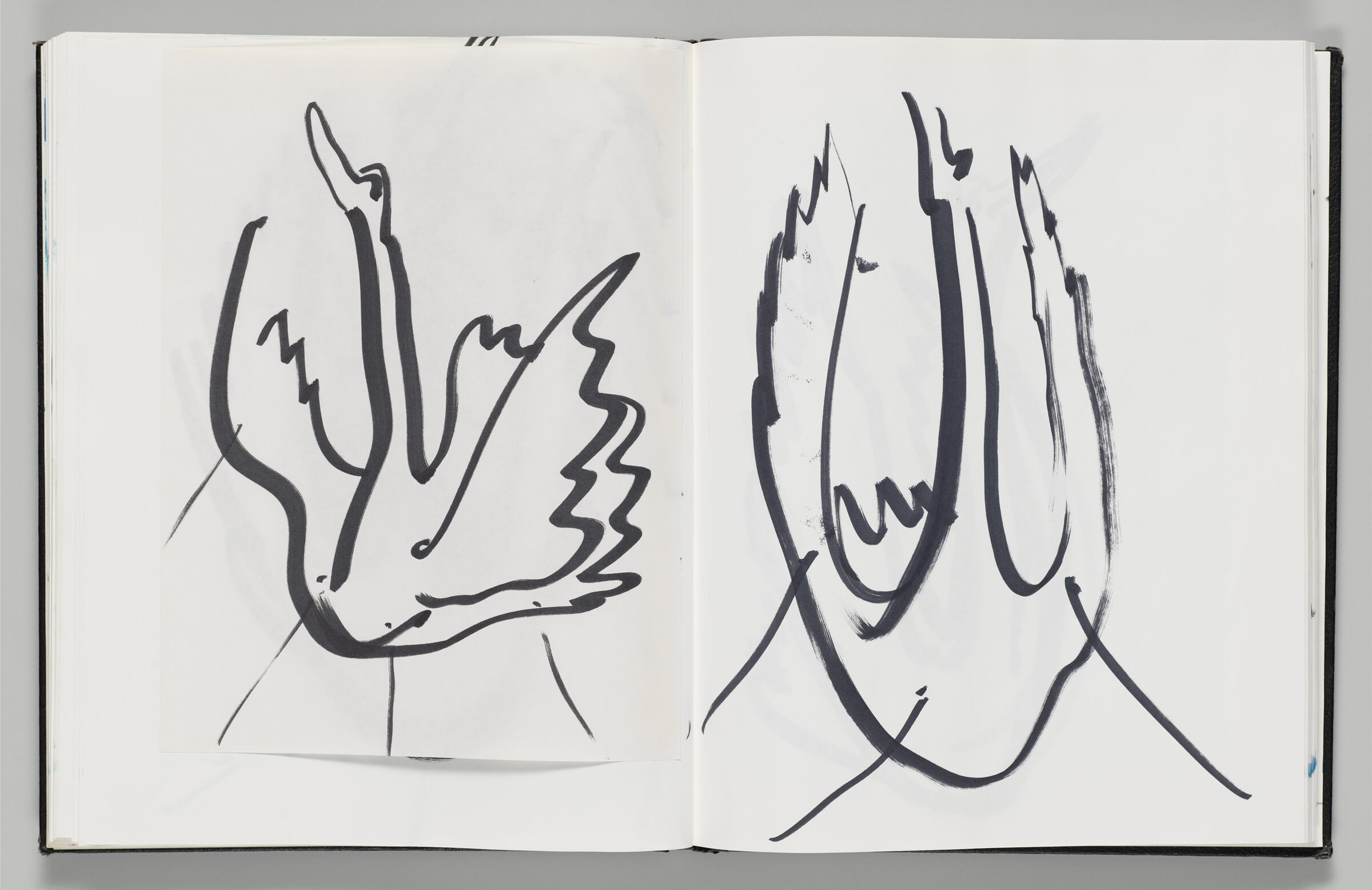 Untitled (Bleed-Through Of Previous Page With Adhered Sketch Of Swan Inflatable, Left Page); Untitled (Swan Inflatable, Right Page)