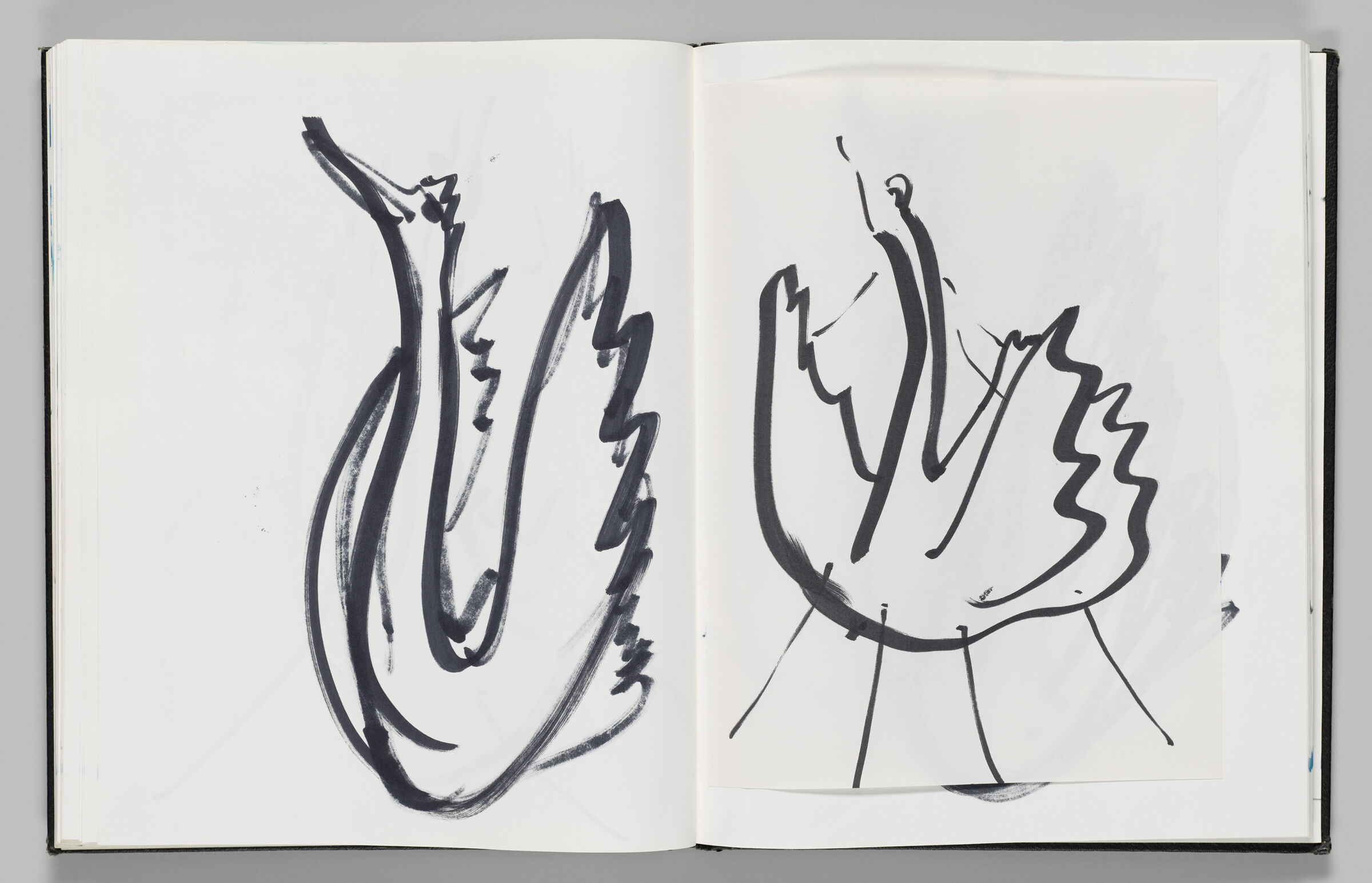 Untitled (Bleed-Through Of Previous Page And Swan, Left Page); Untitled (Adhered Sketch Of Swan Inflatable With Swan Beneath, Right Page)