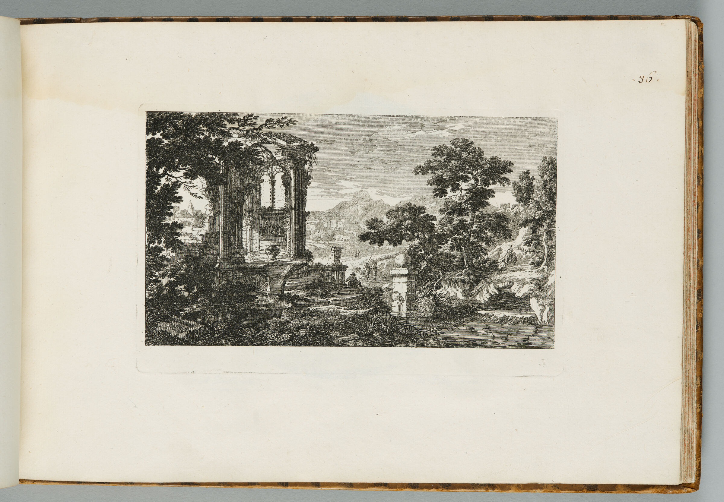 Landscape With A Ruined Church At Left, A Pyramid Seen Through Its Arches
