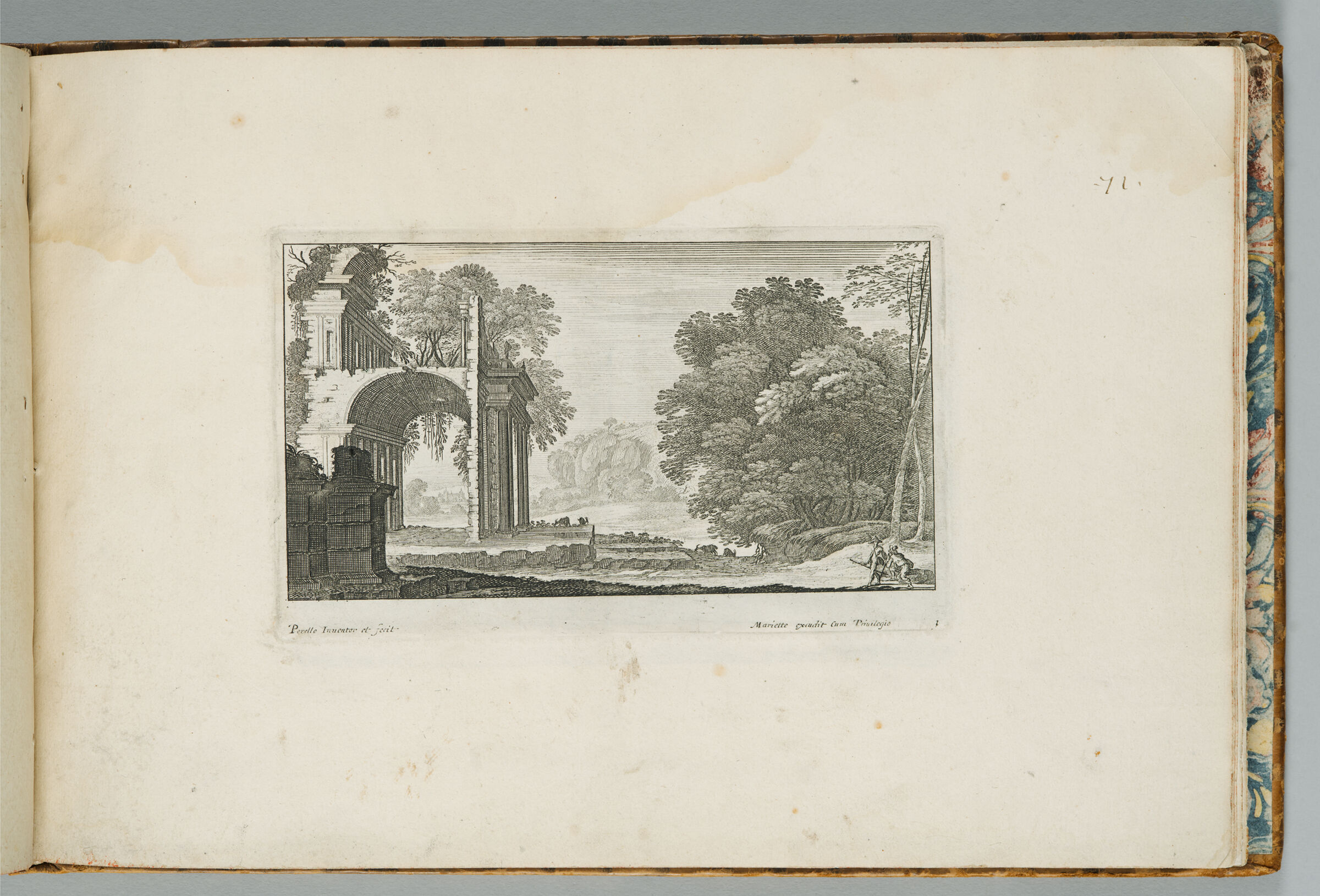 Landscape With A Ruined Arch At Left, Two Men At Right