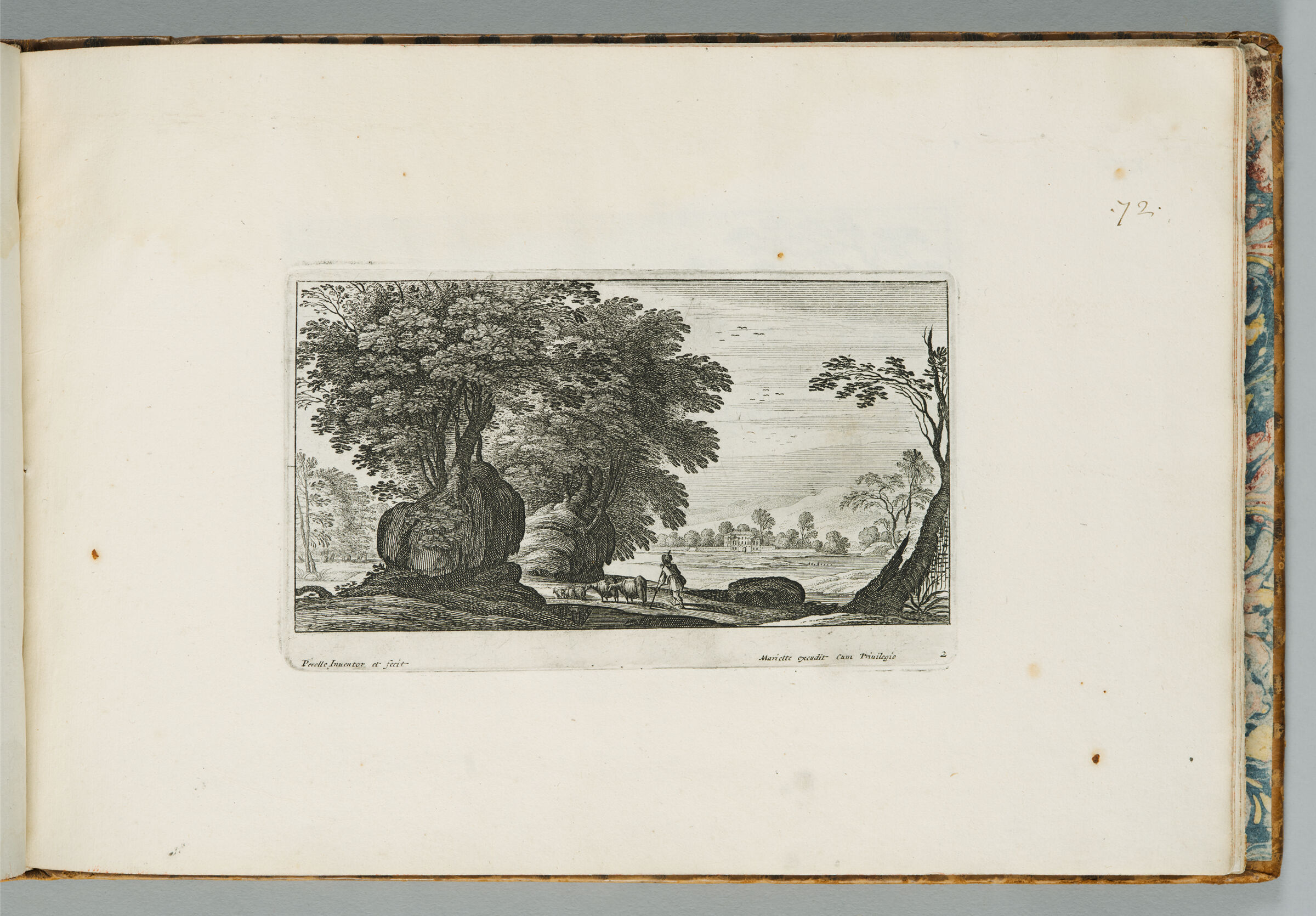 Landscape With Trees At Left, A Shepherd And His Flock At Center