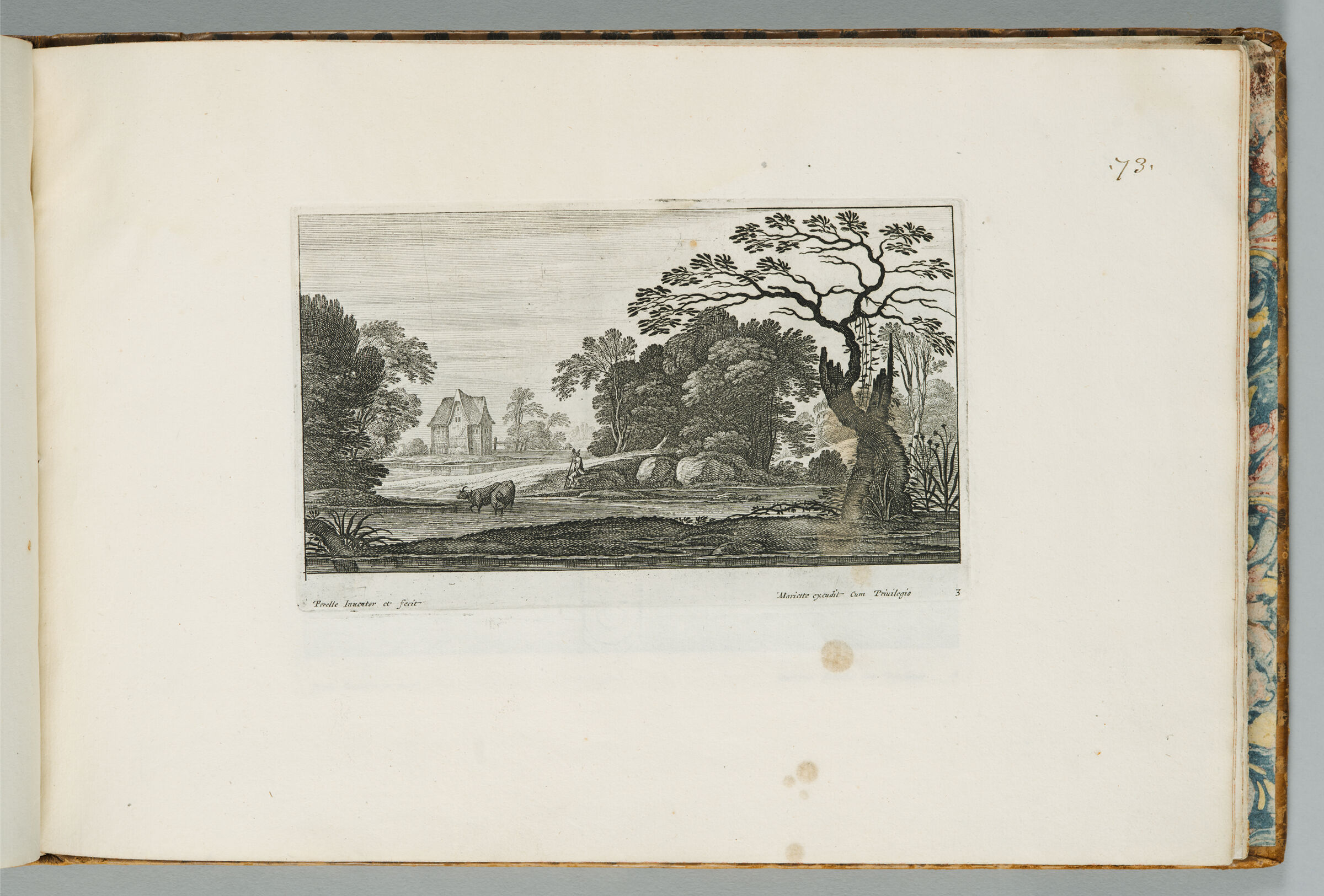 Landscape With Two Cows At Left, A Dead Tree With Fresh Foliage At Right