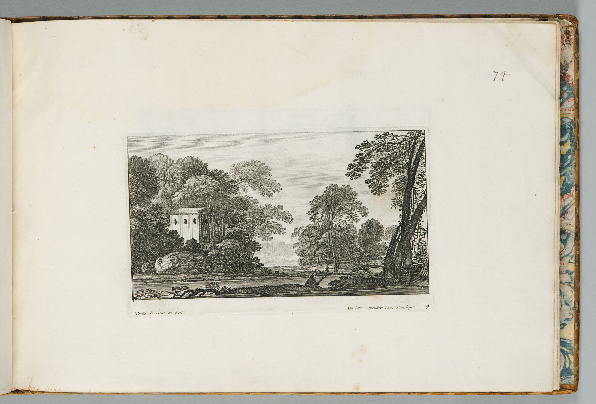 Landscape With A Temple At Left, An Angler In The Foreground
