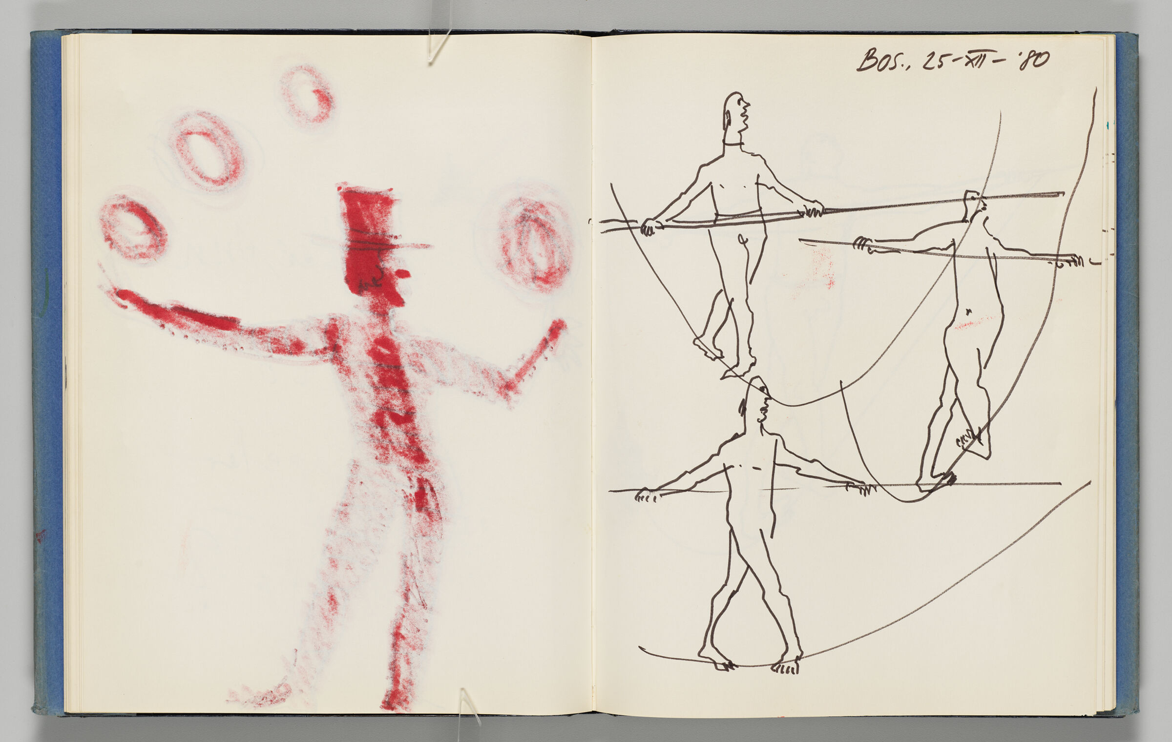 Untitled (Bleed-Through Of Previous Page, Left Page); Untitled (Tightrope Walkers, Right Page)