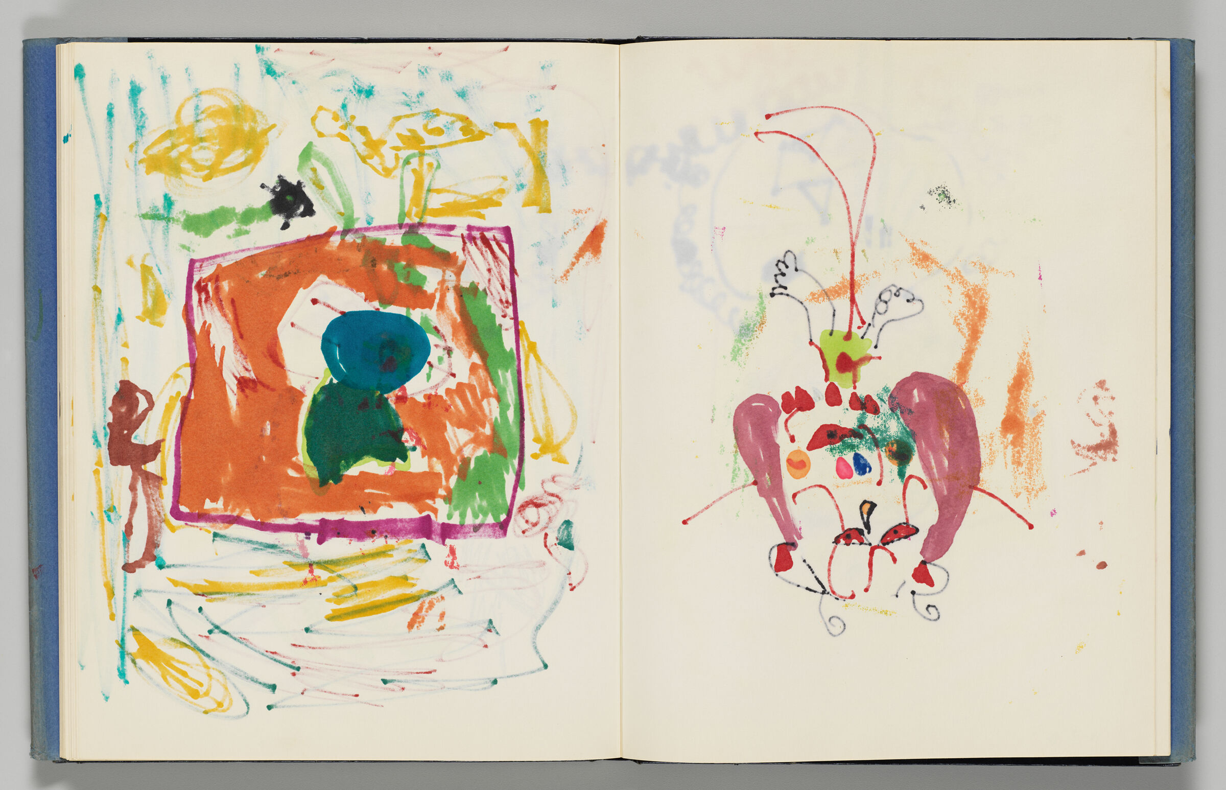 Untitled (Bleed-Through Of Previous Page And Color Transfer, Left Page); Untitled (Bleed-Through Of Following Page And Color Transfer, Right Page)