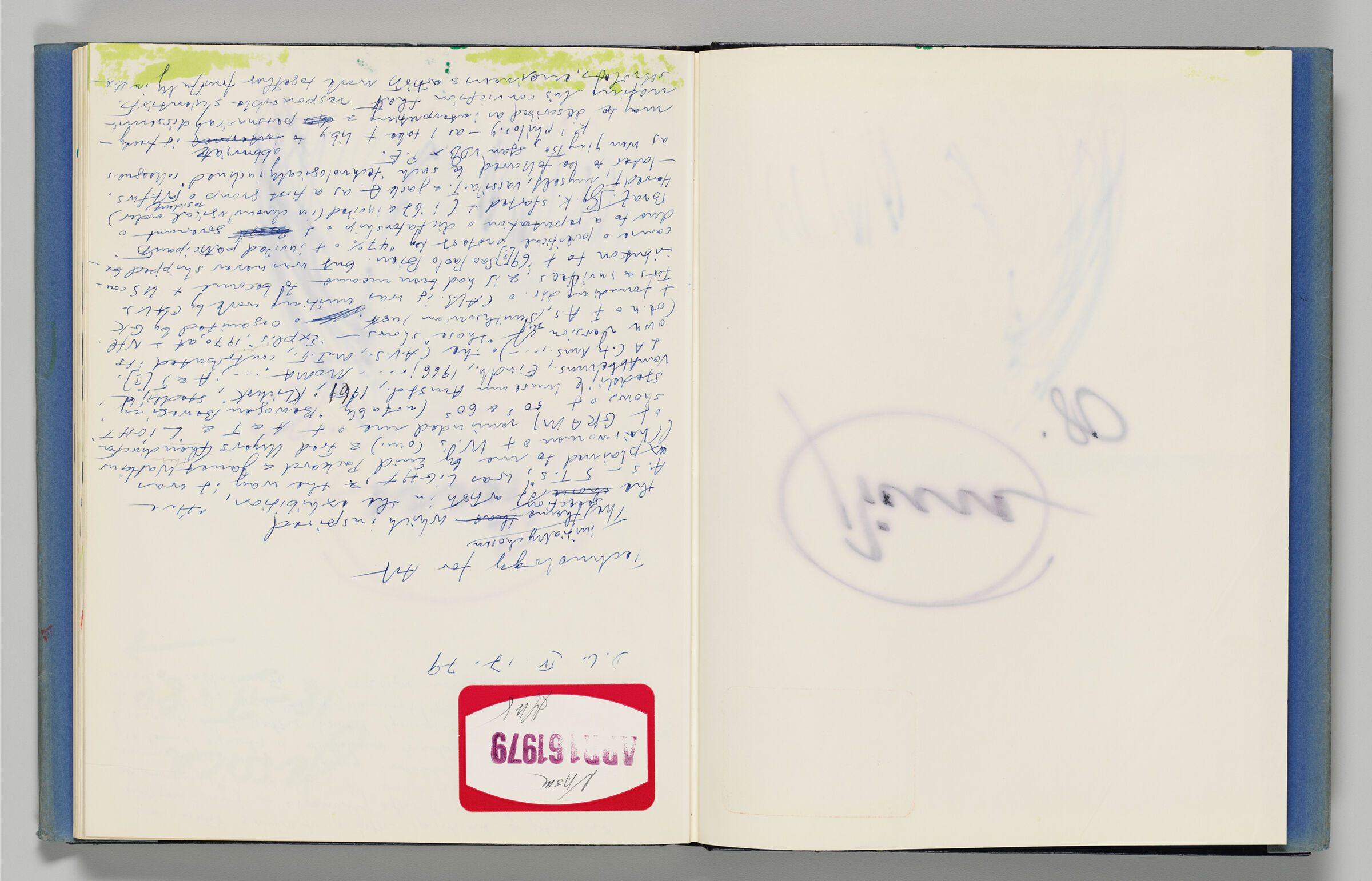 Untitled (Notes. Left Page); Untitled (Bleed-Through Of Following Page, Right Page)