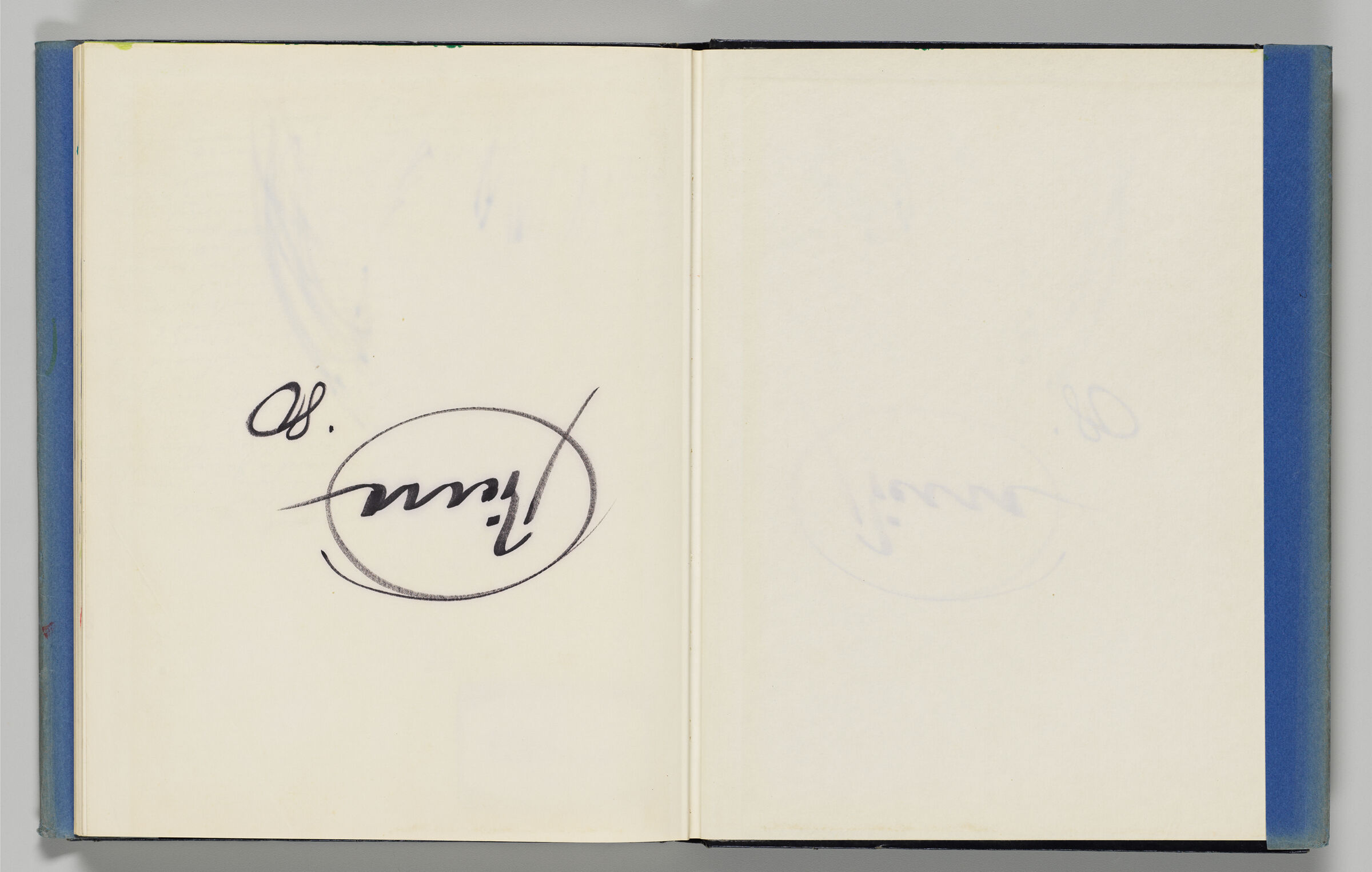 Untitled (Signature, Left Page); Untitled (Back Endpaper With Color Transfer, Right Page)