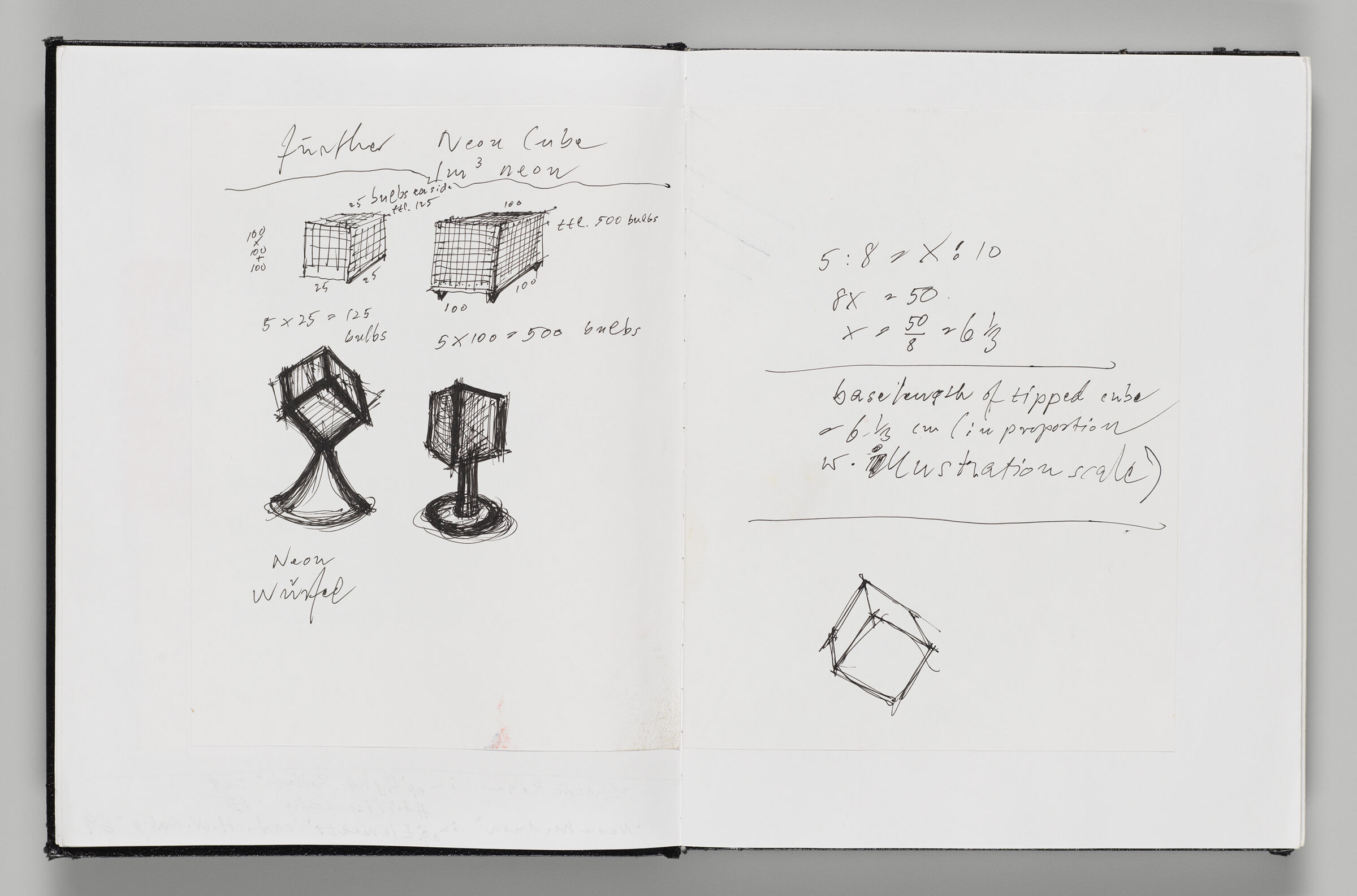 Untitled (Adhered Sketch Of Light Sculptures, Left Page); Untitled (Adhered Sketch Of 