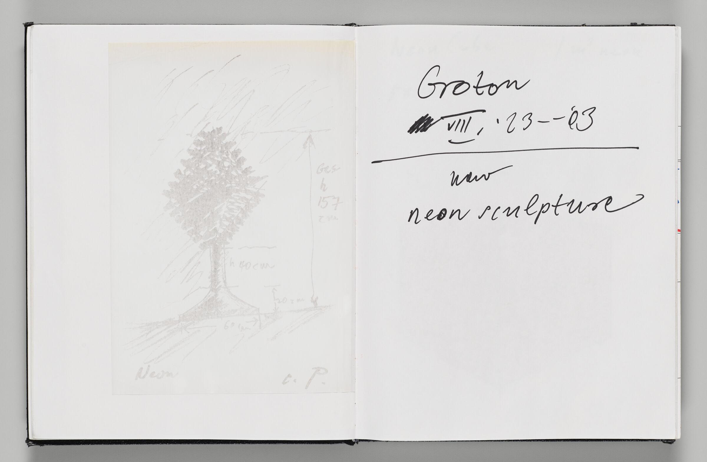 Untitled (Adhered Copy Of Sketch, Left Page); Untitled (Notes, Right Page)