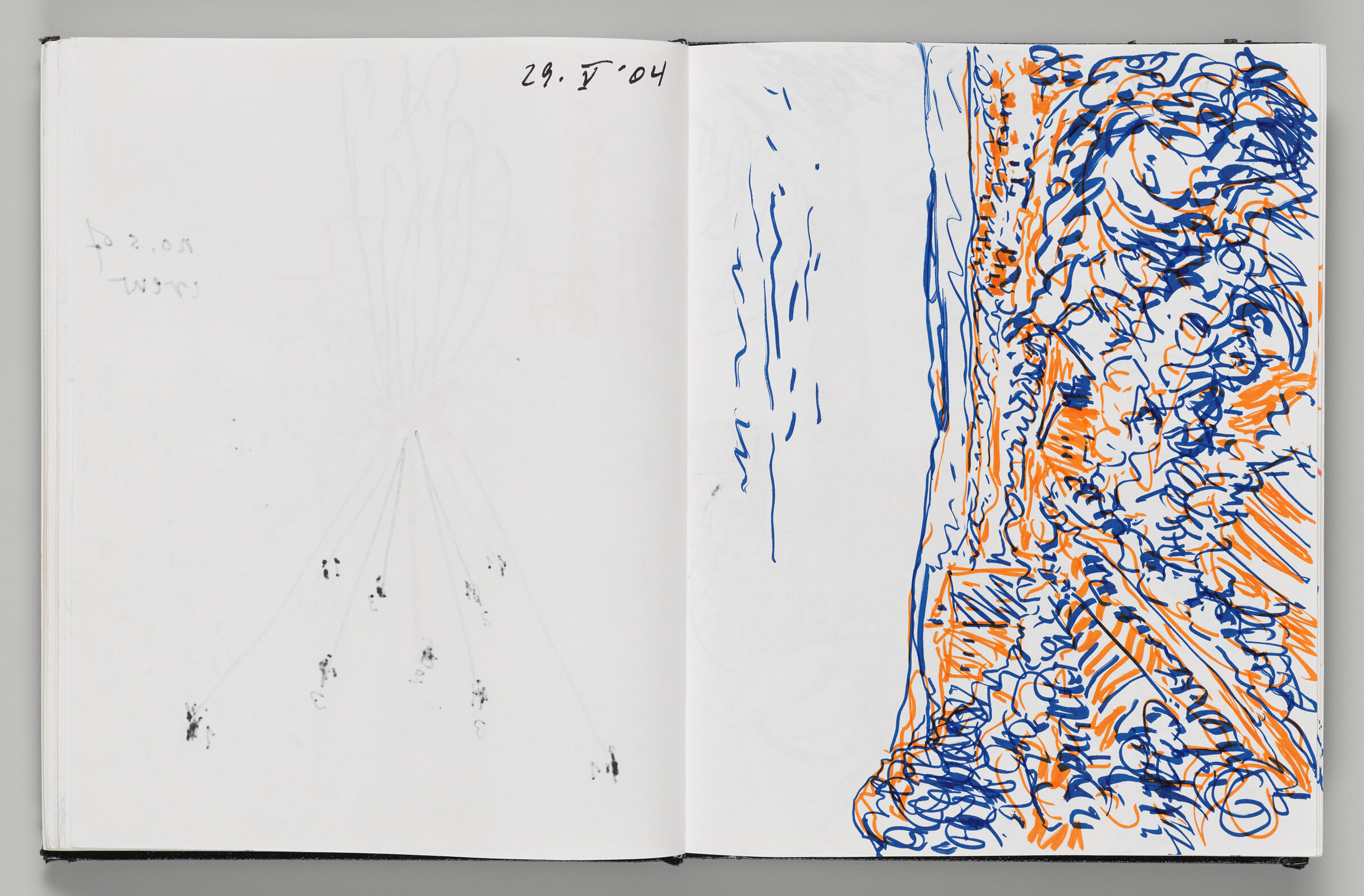 Untitled (Bleed-Through Of Previous Page And Note, Left Page); Untitled (Sketch Of Siena, Right Page)
