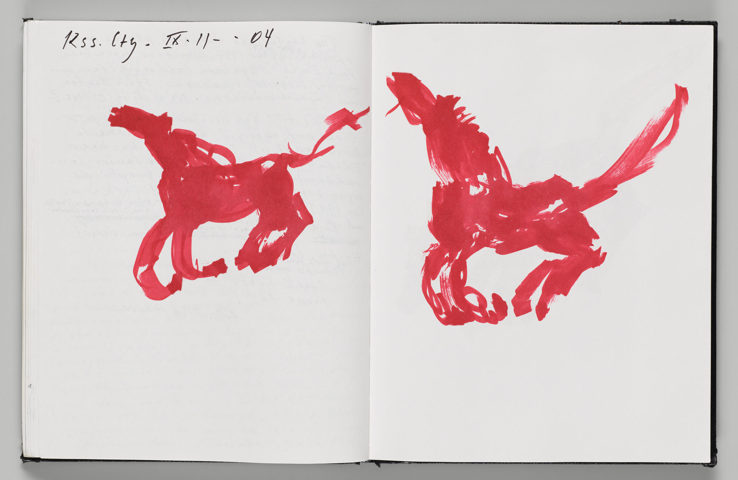 Untitled (Note And Red Horse, Left Page); Untitled (Red Horse, Right Page)
