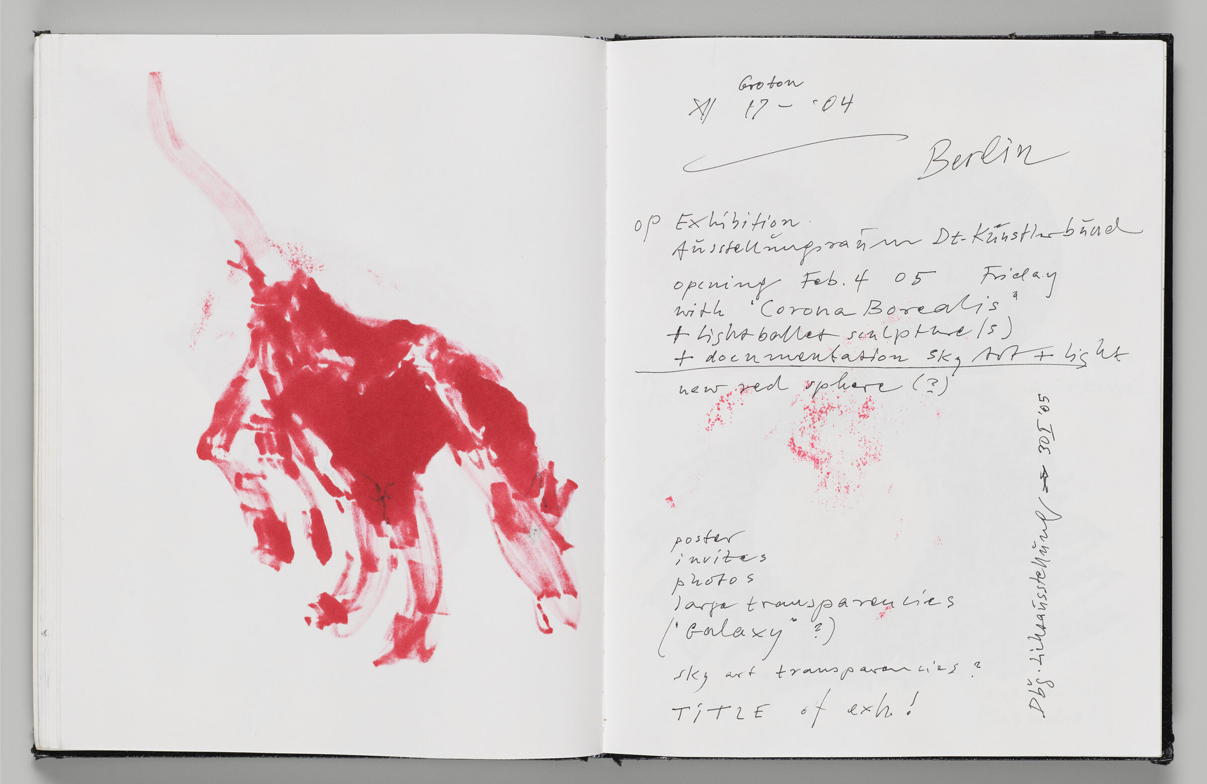 Untitled (Bleed-Through Of Previous Page, Left Page); Untitled (Notes On Berlin Exhibition And Color Tranfer, Right Page)