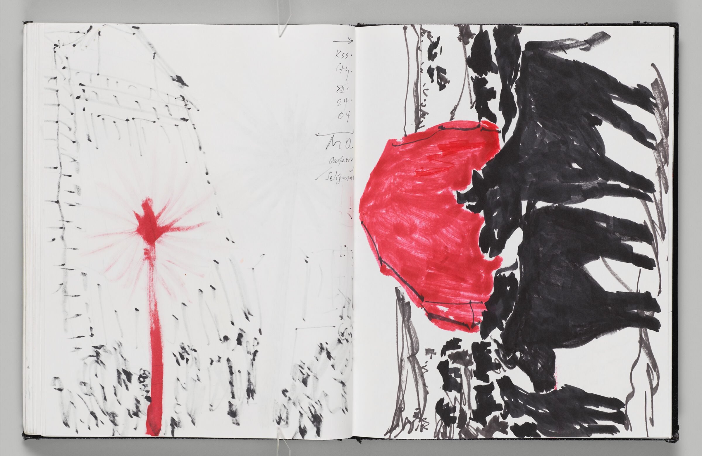Untitled (Bleed-Through Of Previous Page, Left Page); Untitled (Sketch Of Cows, Right Page)