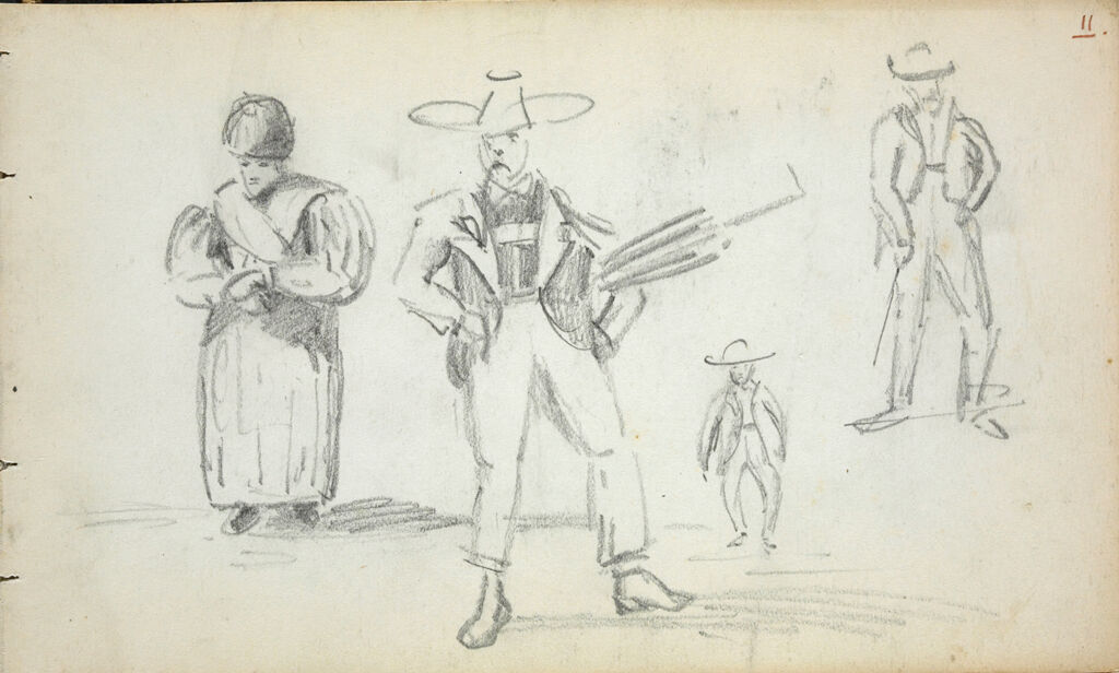 Four Caricatures Of People In Regional Costume
