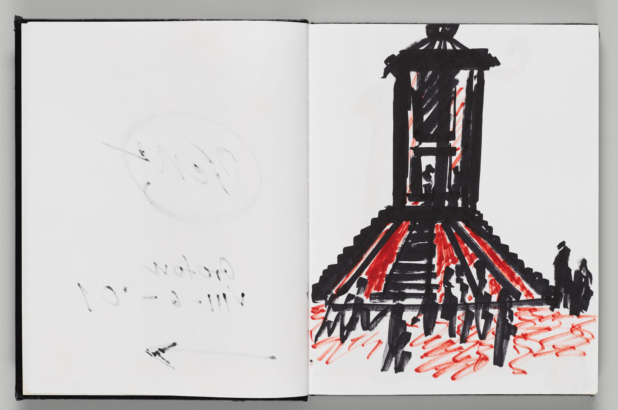 Untitled (Bleed-Through Of Previous Page, Left Page); Untitled (Design For Mining Lamp Sculpture, Right Page)