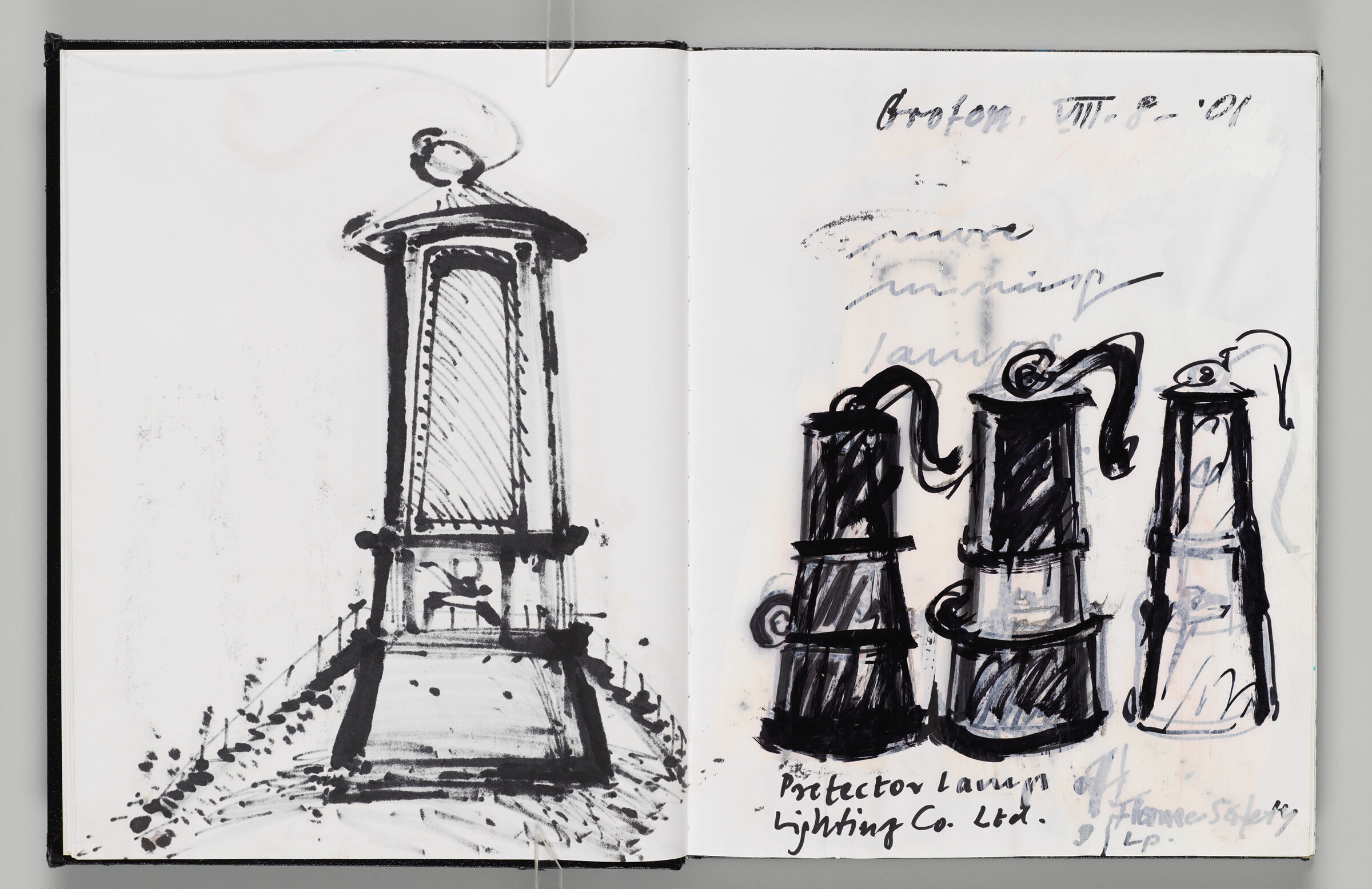 Untitled (Bleed-Through Of Previous Page, Left Page); Untitled (Designs For Mining Lamp Sculpture, Right Page)