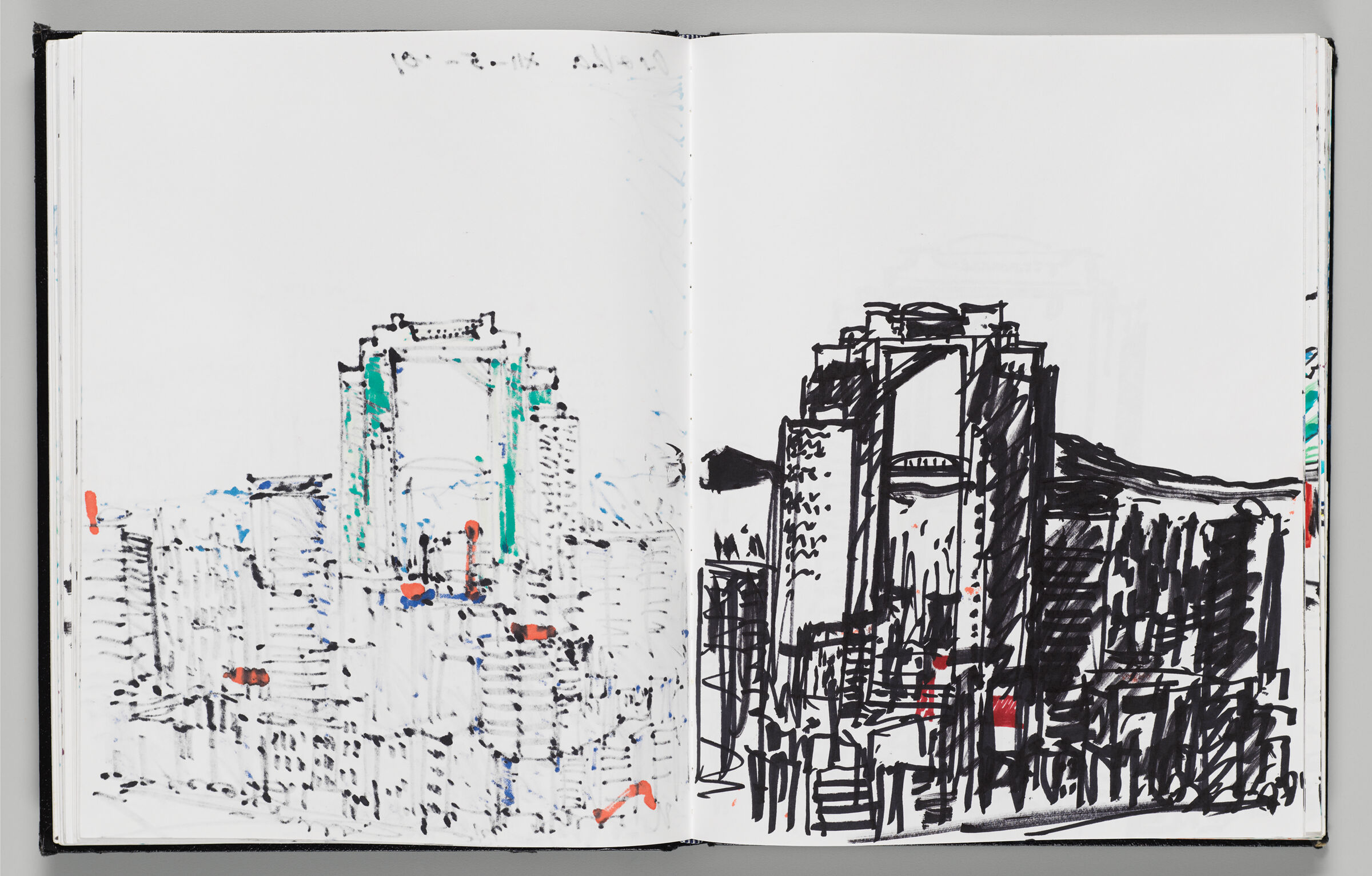 Untitled (Bleed-Through Of Previous Page With Color Transfer, Left Page); Untitled (View Of Osaka, Right Page)