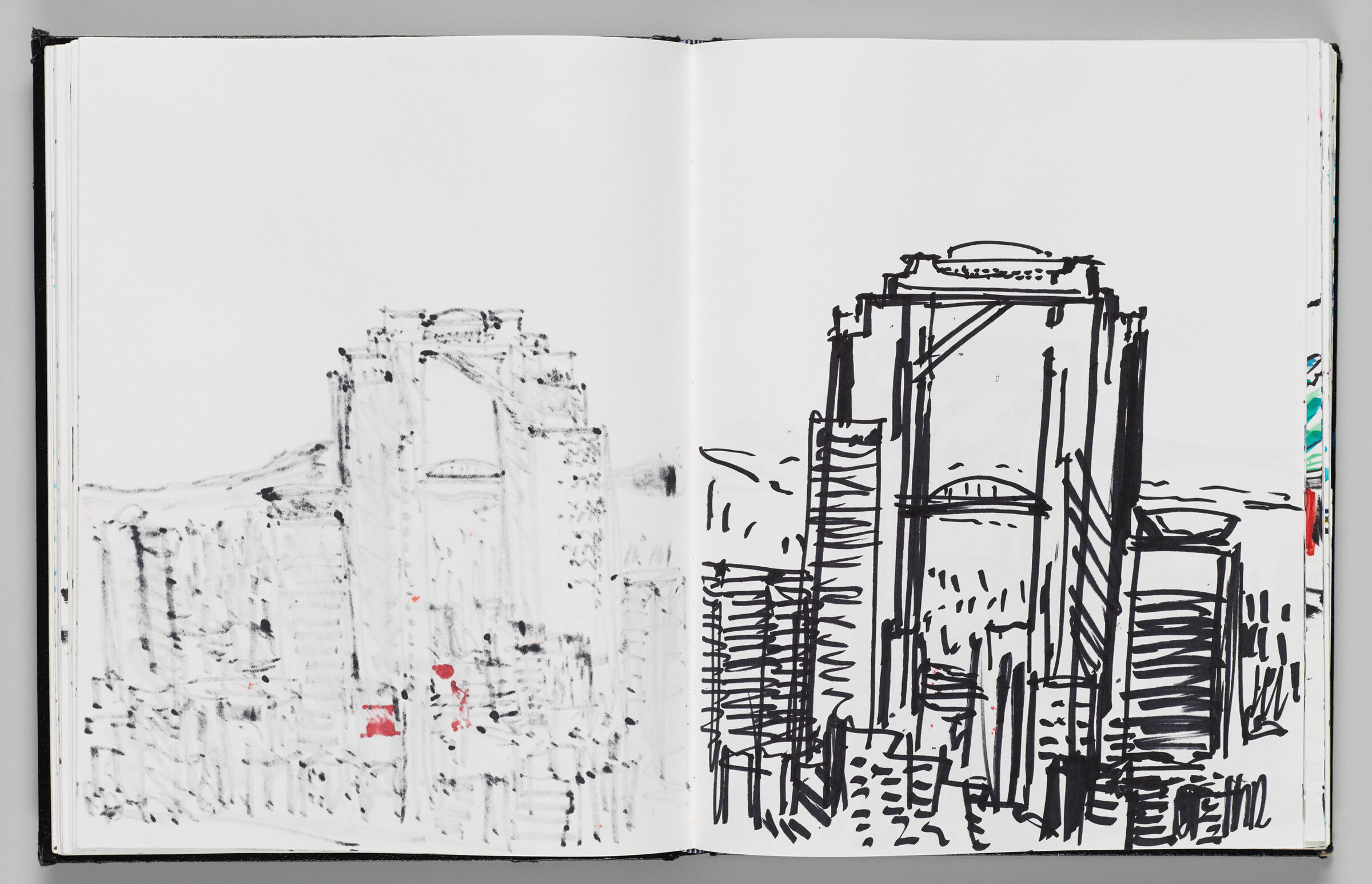 Untitled (Bleed-Through Of Previous Page With Color Transfer, Left Page); Untitled (View Of Osaka, Right Page)