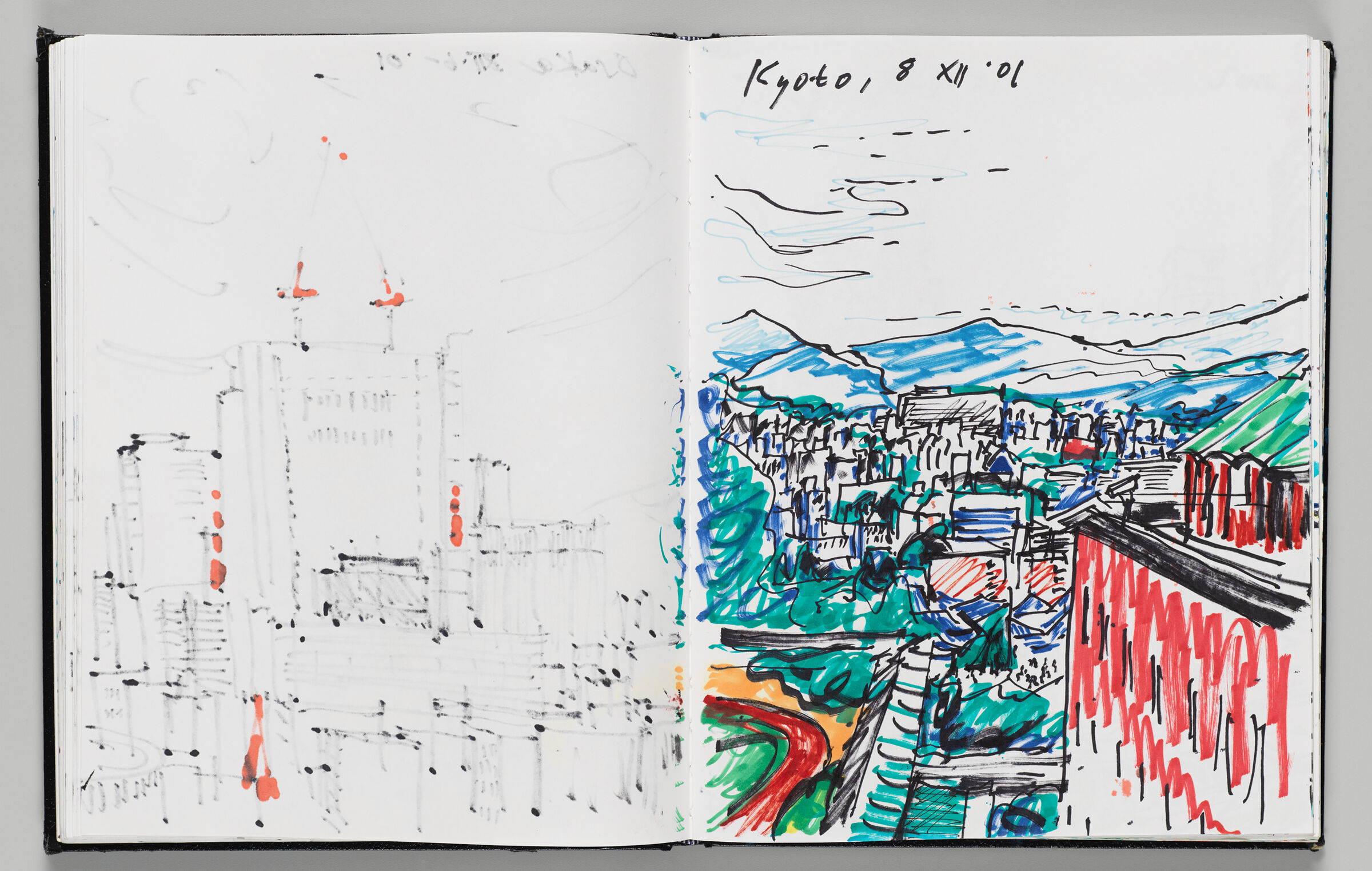 Untitled (Bleed-Through Of Previous Page, Left Page); Untitled (View Of Kyoto, Right Page)