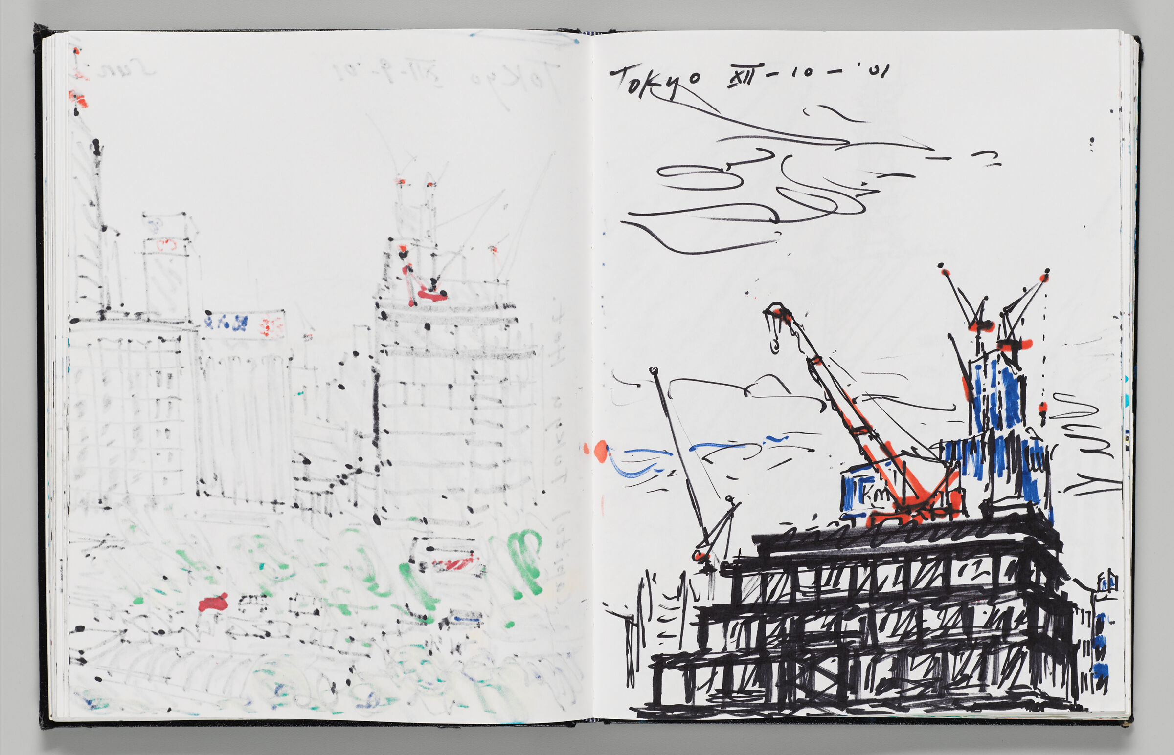 Untitled (Bleed-Through Of Previous Page, Left Page); Untitled (View Of Tokyo Construction, Right Page)