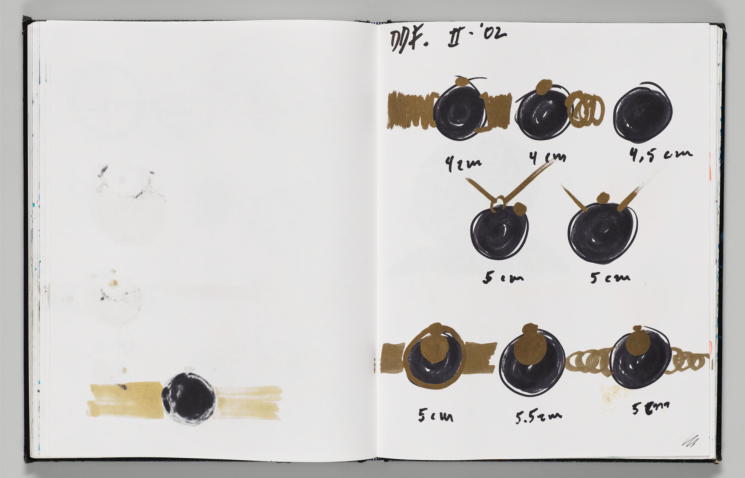 Untitled (Bleed-Through Of Previous Page, Left Page); Untitled (Watch Designs And Faint Color Transfer, Right Page)