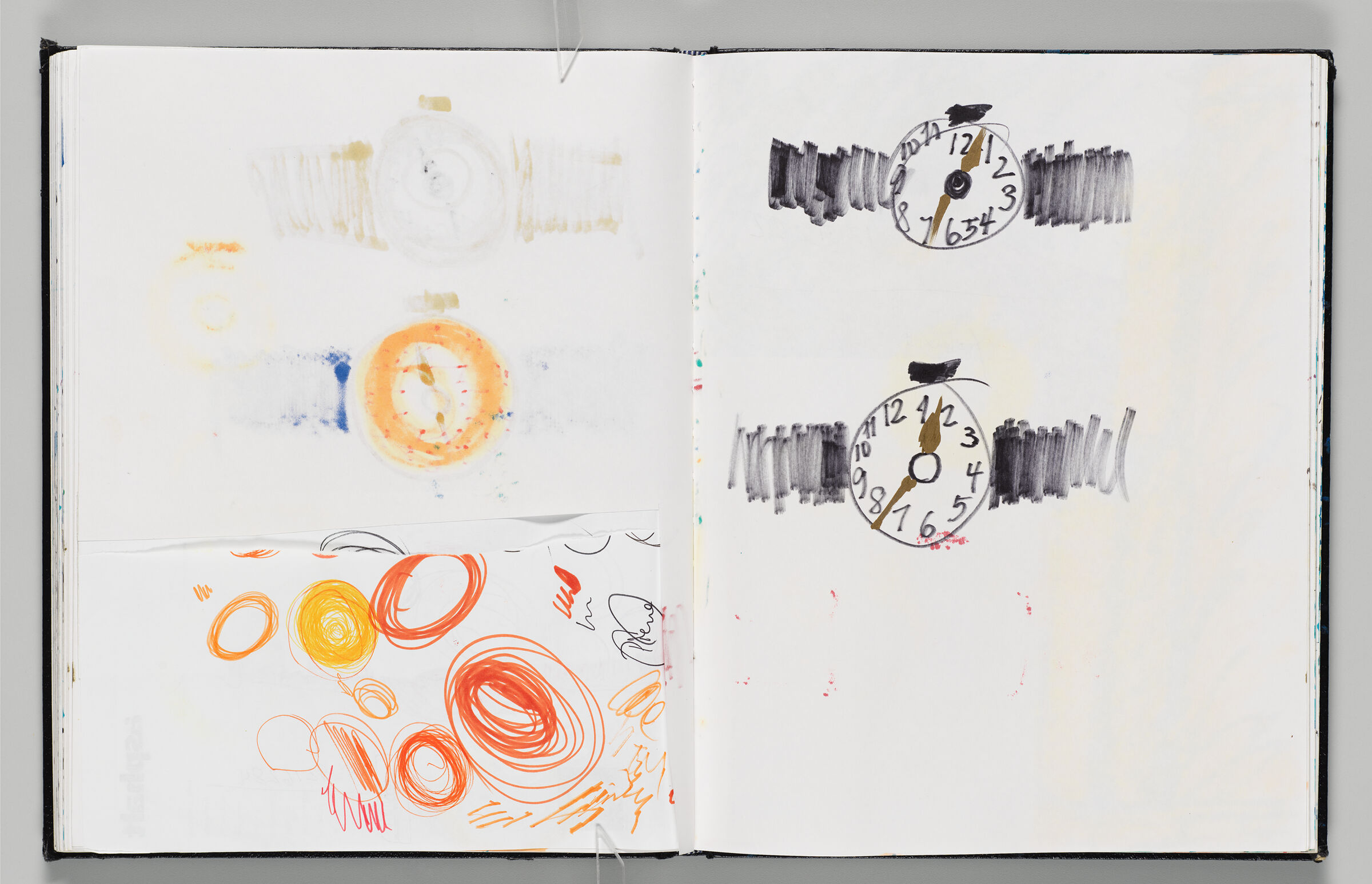 Untitled (Bleed-Through Of Previous Page With Paper Cut Out, Left Page); Untitled (Watch Designs , Right Page)