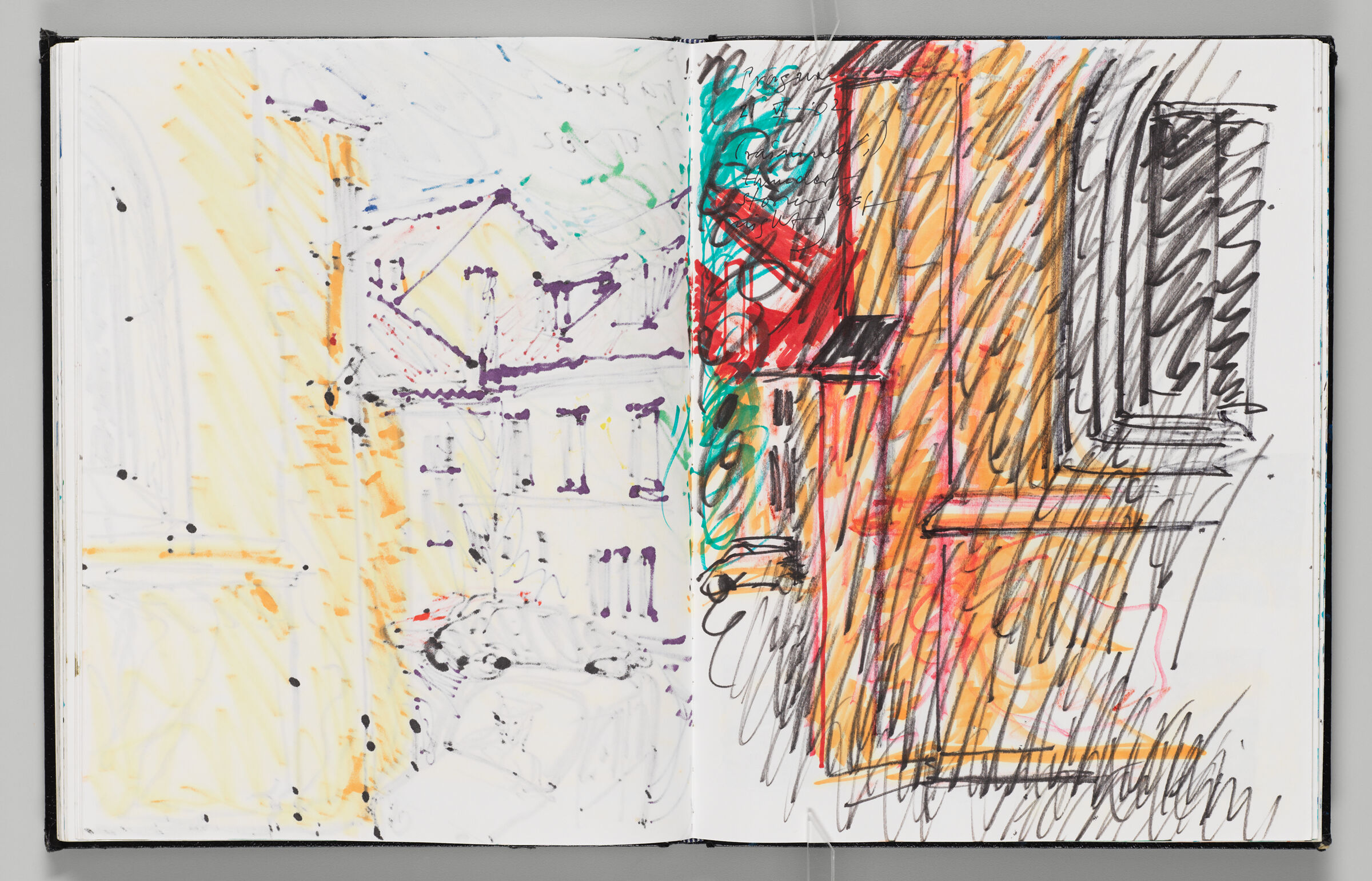 Untitled (Bleed-Through Of Previous Page, Left Page); Untitled (View Of Prague In The Rain, Right Page)