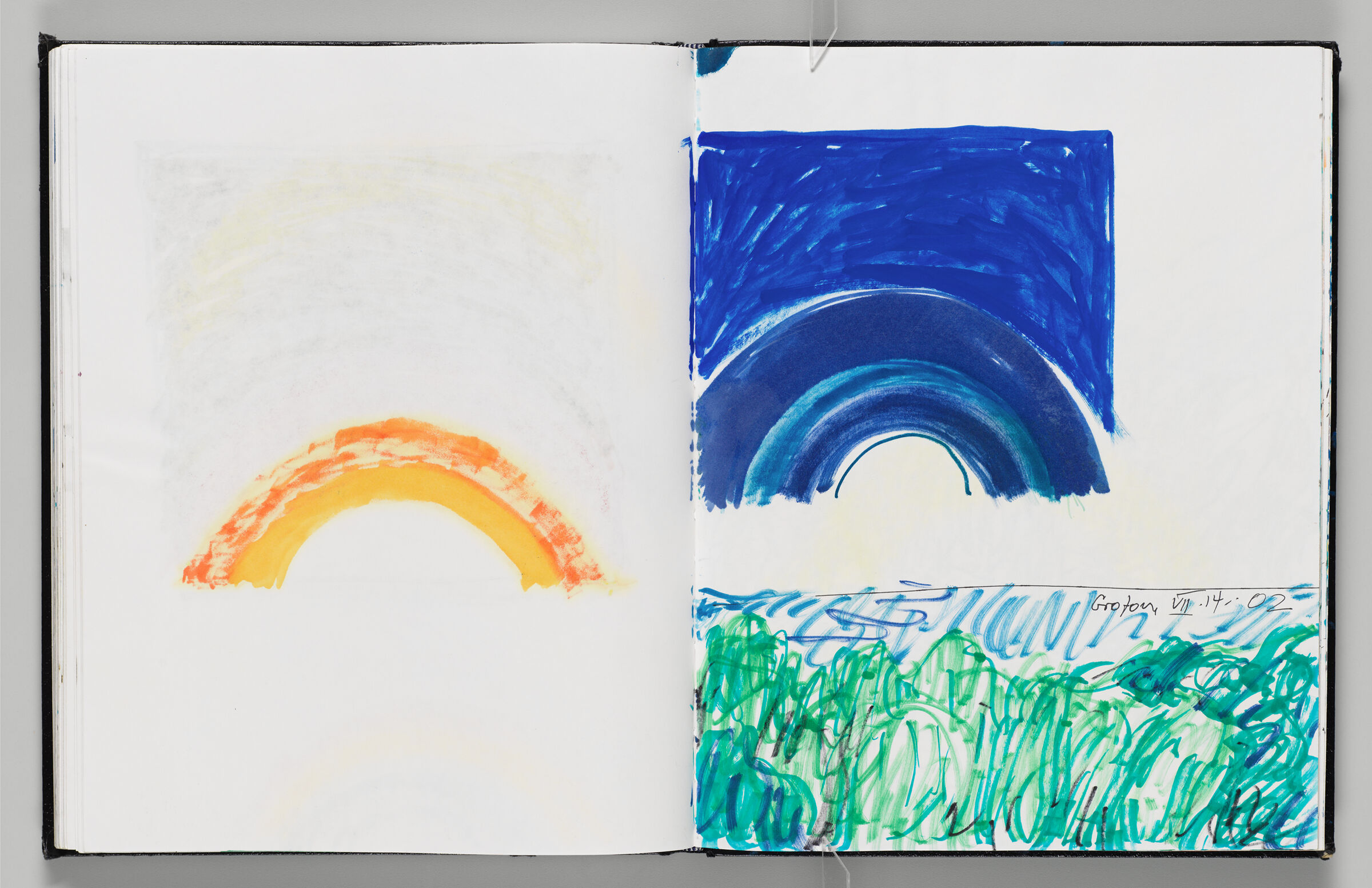 Untitled (Bleed-Through Of Previous Page, Left Page); Untitled (Rainbow Design For Rosenthal And Groton Landscape, Right Page)