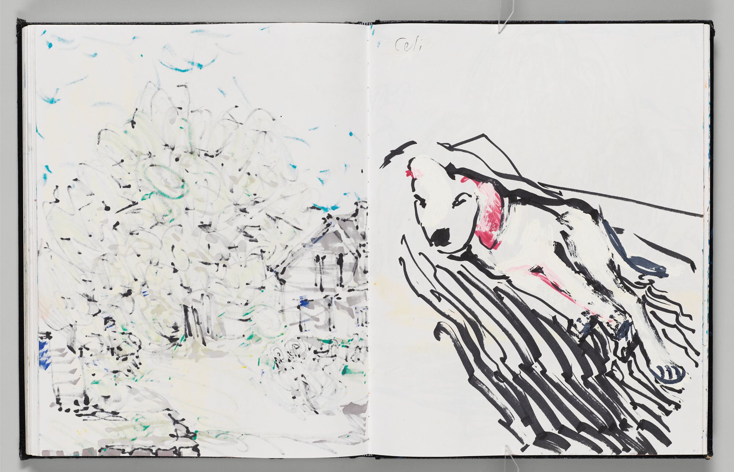 Untitled (Bleed-Through Of Previous Page, Left Page); Untitled (Sketch Of Dog 