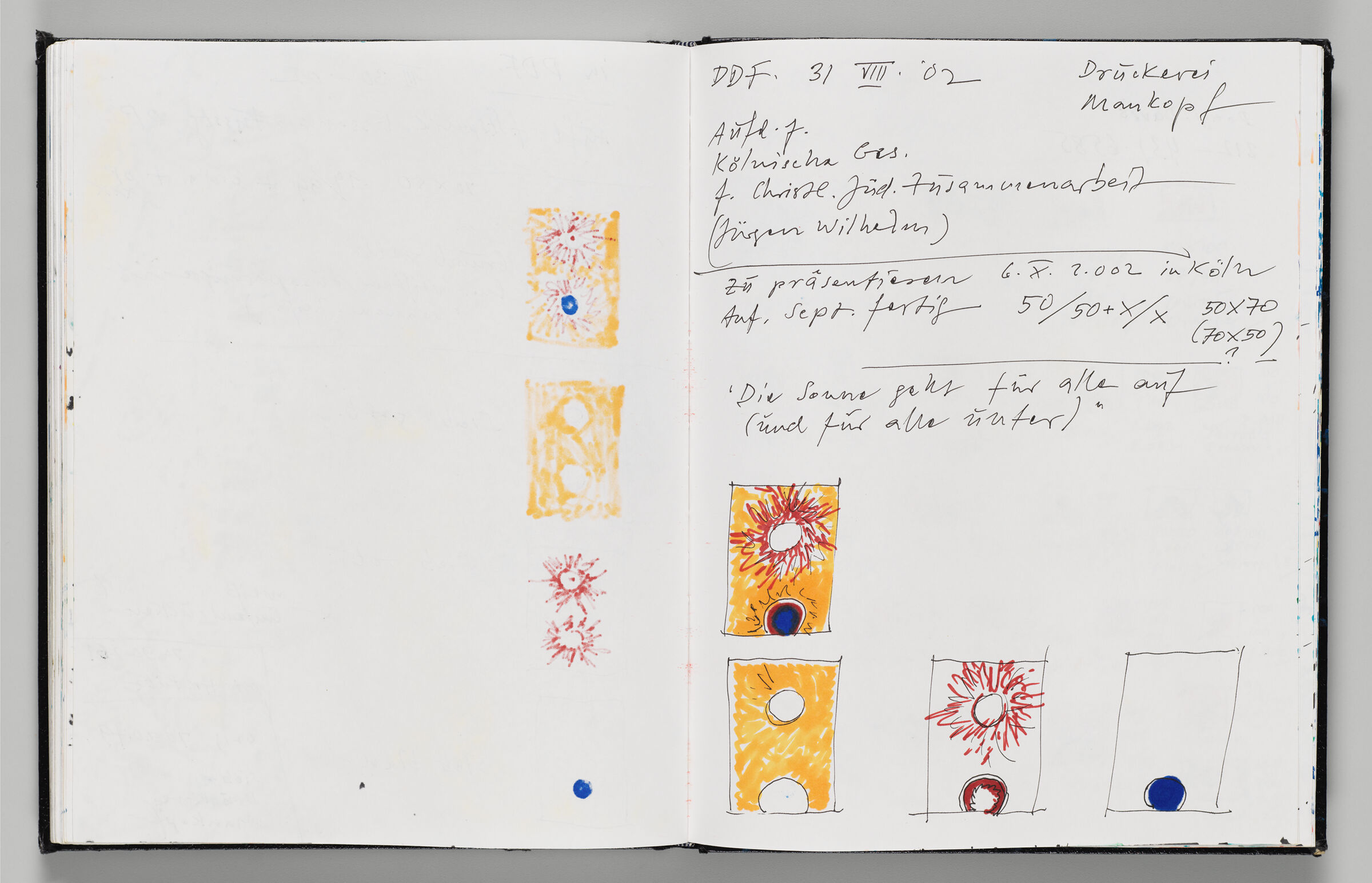 Untitled (Bleed-Through Of Previous Page, Left Page); Untitled (Notes And Sketches For Exhibition In Essen, Germany, Right Page)