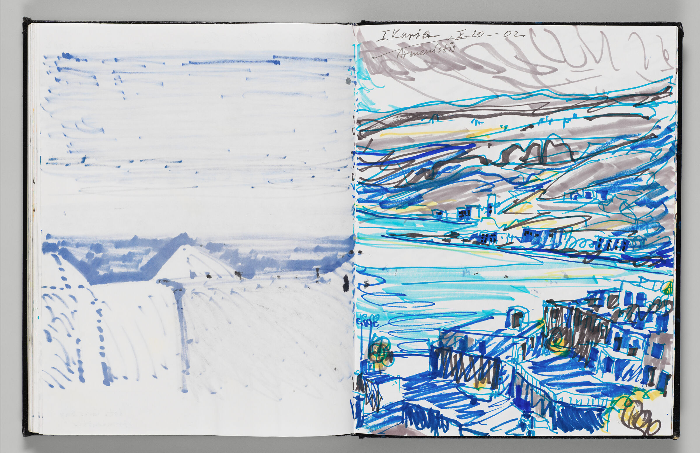 Untitled (Bleed-Through Of Previous Page, Left Page); Untitled (View Of Ikaria, Right Page)