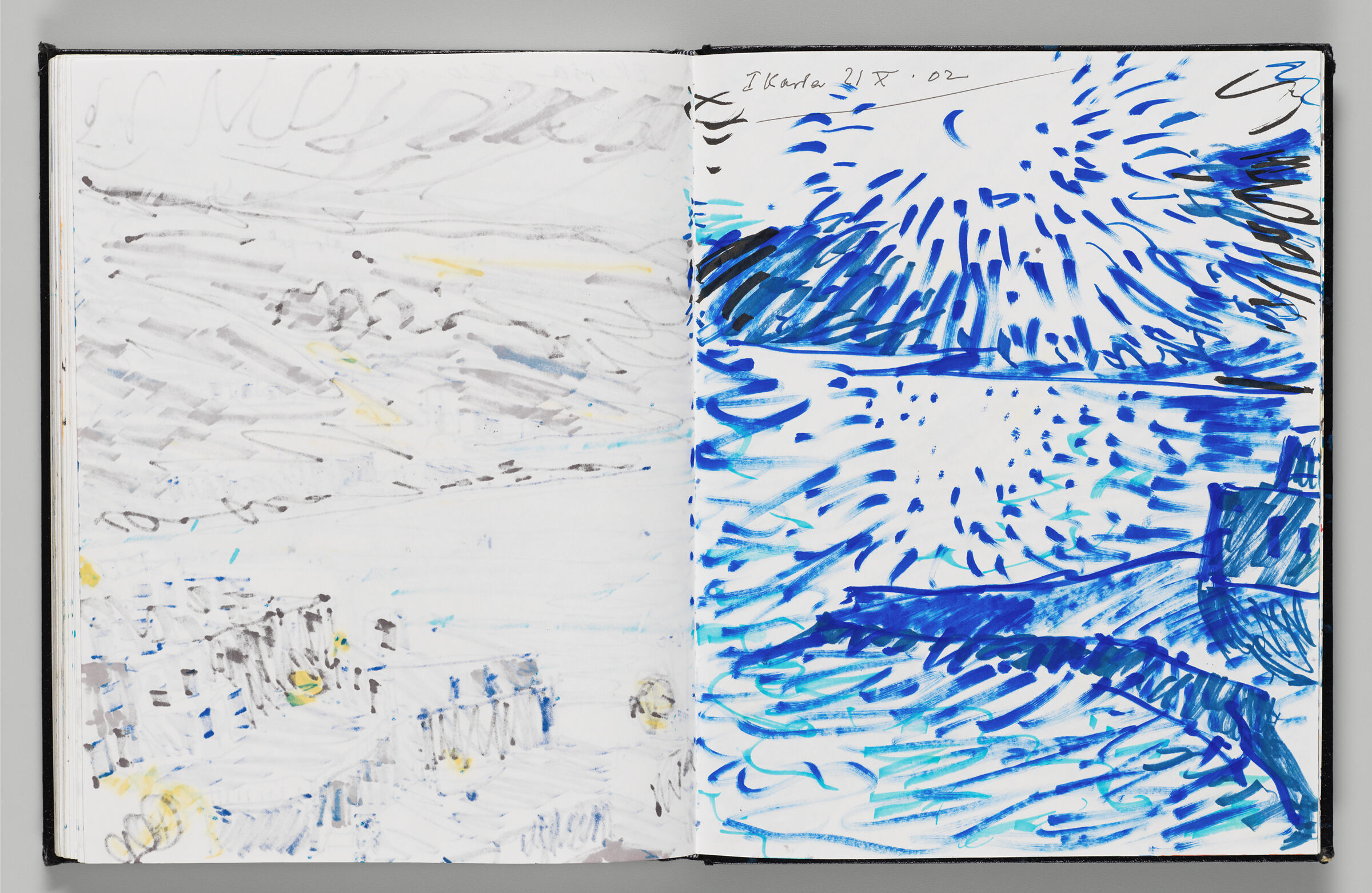 Untitled (Bleed-Through Of Previous Page, Left Page); Untitled (Ikaria Shoreline With Sunburst, Right Page)