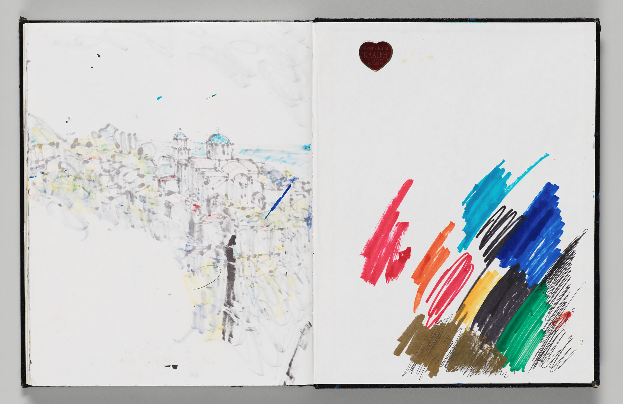 Untitled (Bleed-Through Of Previous Page, Left Page); Untitled (Marker Tests On Back Endpaper, Right Page)