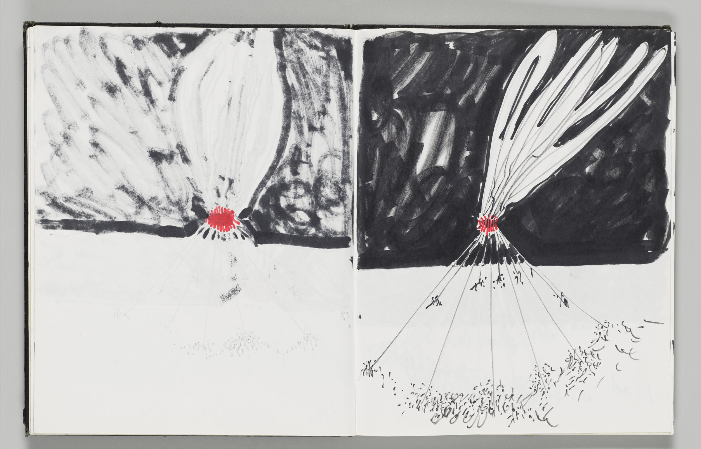 Untitled (Bleed-Through Of Previous Page, Left Page); Untitled (Inflatable With Crowd Against Black Background, Right Page)