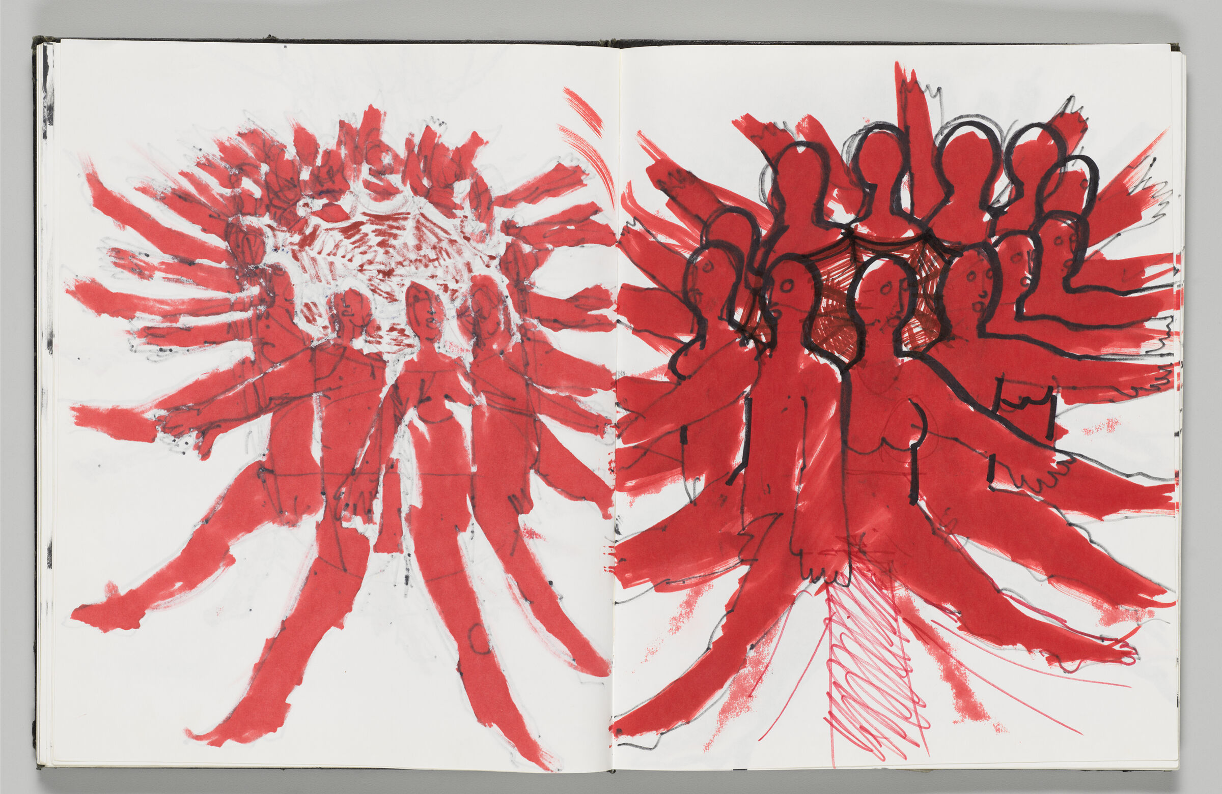 Untitled (Bleed-Through Of Previous Pages, Left Page); Untitled (Carousel Of Male And Female Figures, Right Page)