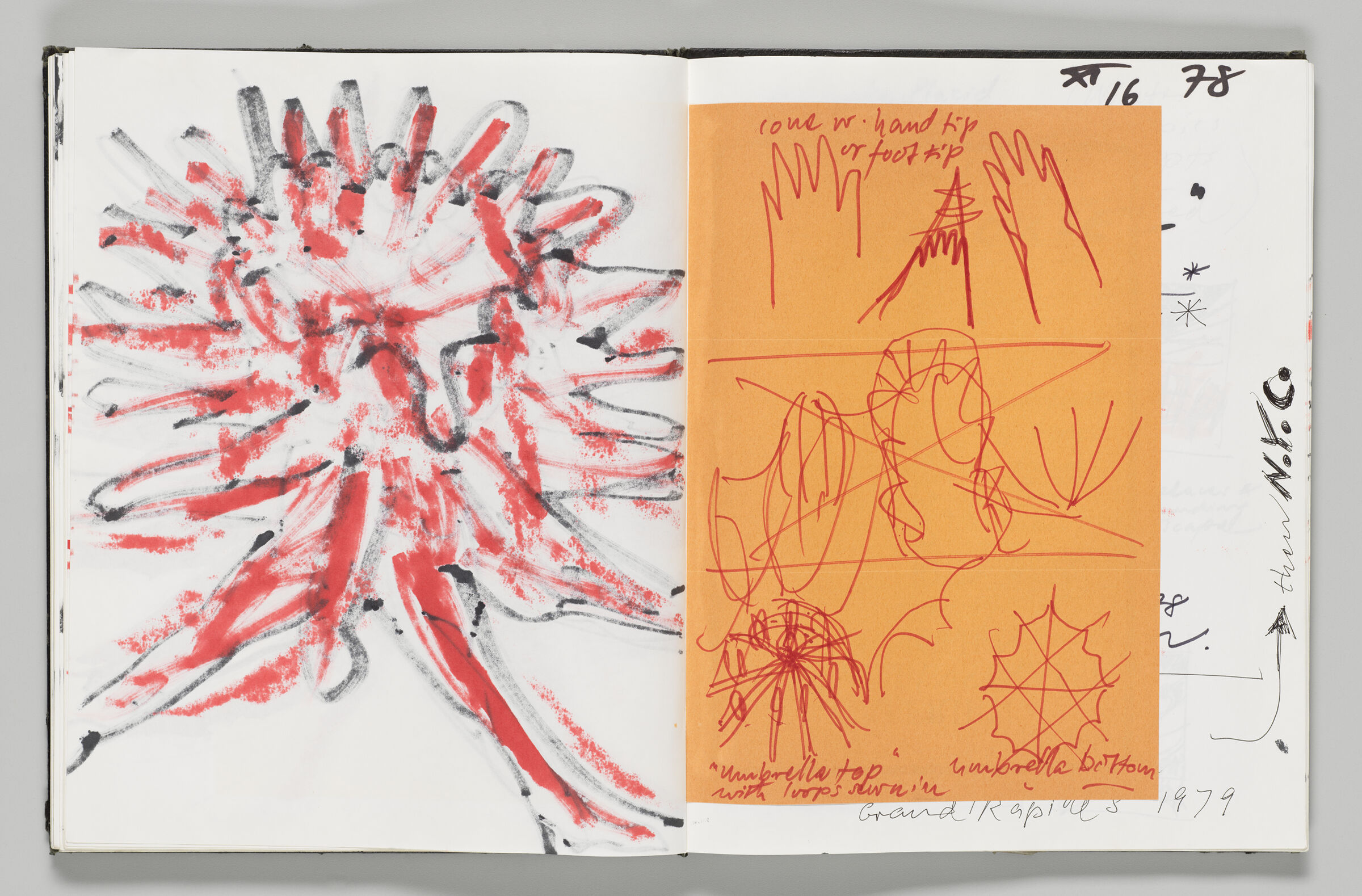 Untitled (Bleed-Through Of Previous Pages, Left Page); Untitled (Adhered Page Of Notes And Sketches Atop Notes, Right Page)