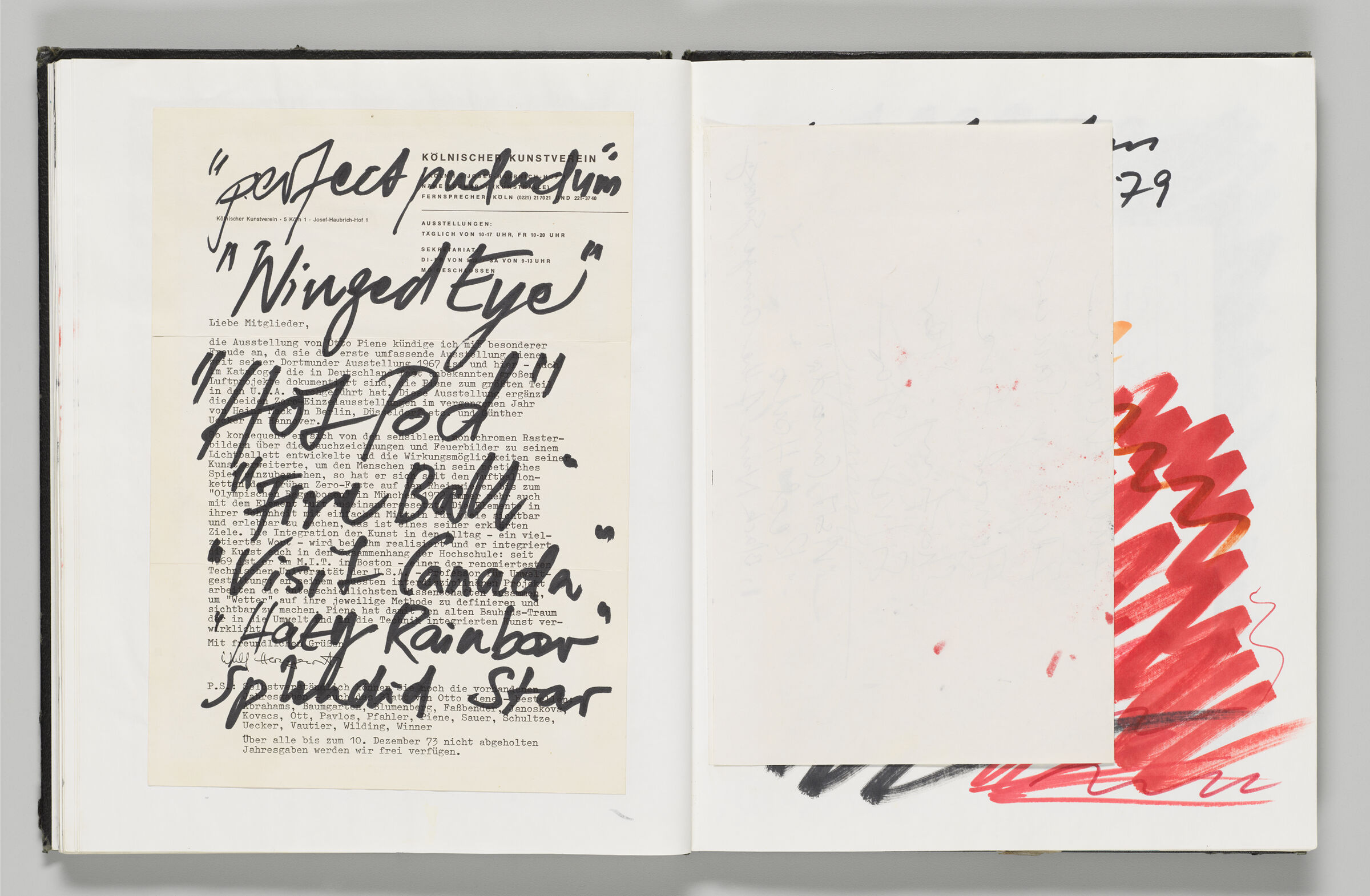 Untitled (Notes On Work Titles On Adhered Sheet, Left Page); Untitled (Notes On Work Titles On Adhered Sheet, Right Page)
