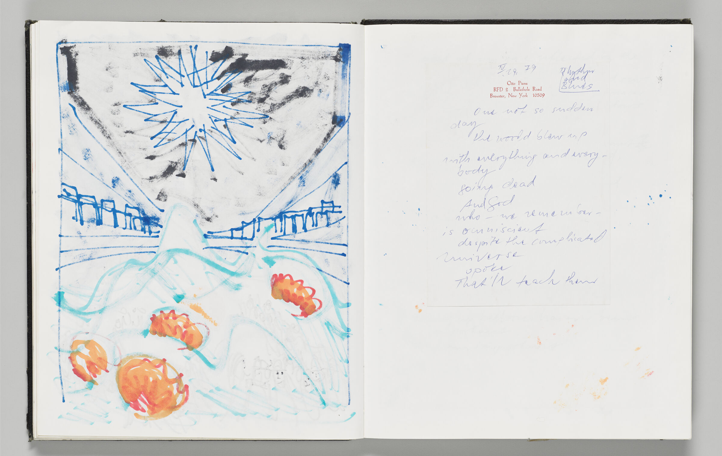 Untitled (Bleed-Through Of Previous Page, Left Page); Untitled (Adhered Poem On Notepaper, Right Page)