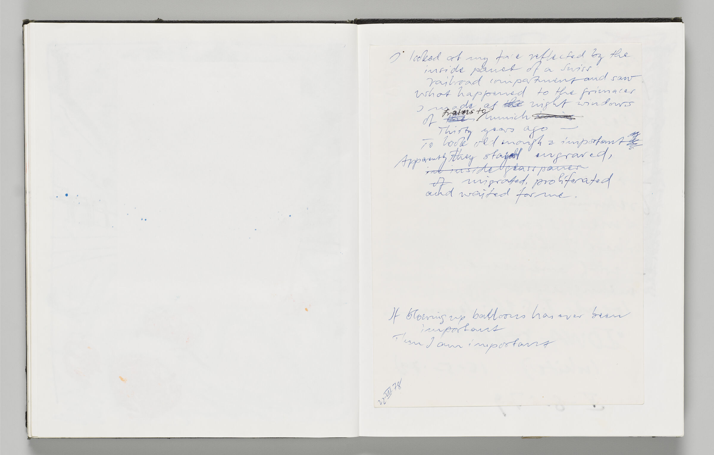 Untitled (Blank, Left Page); Untitled (Adhered Poem On Notepaper, Right Page)