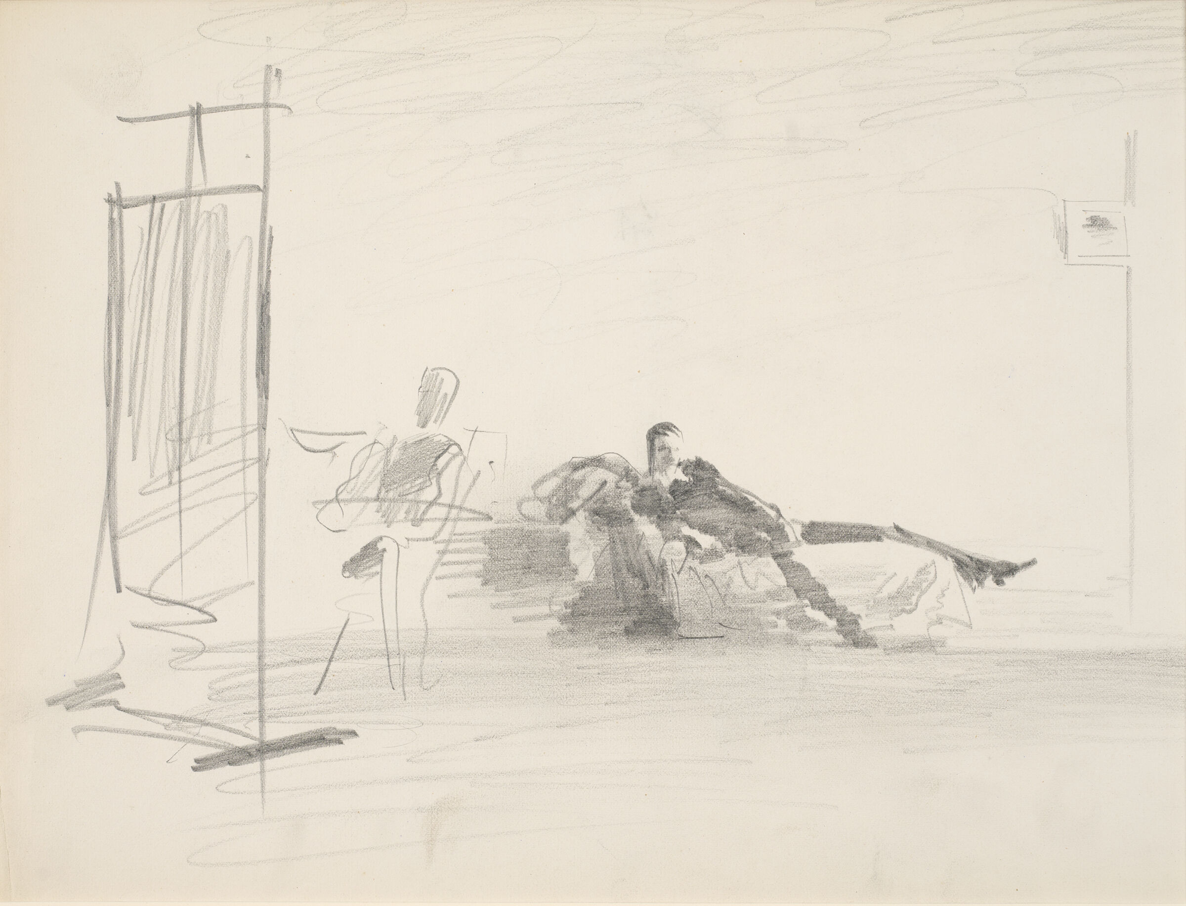 Sketch Of A Studio Interior With Reclining Figure; Verso: Sketches Of A Spanish Dancer